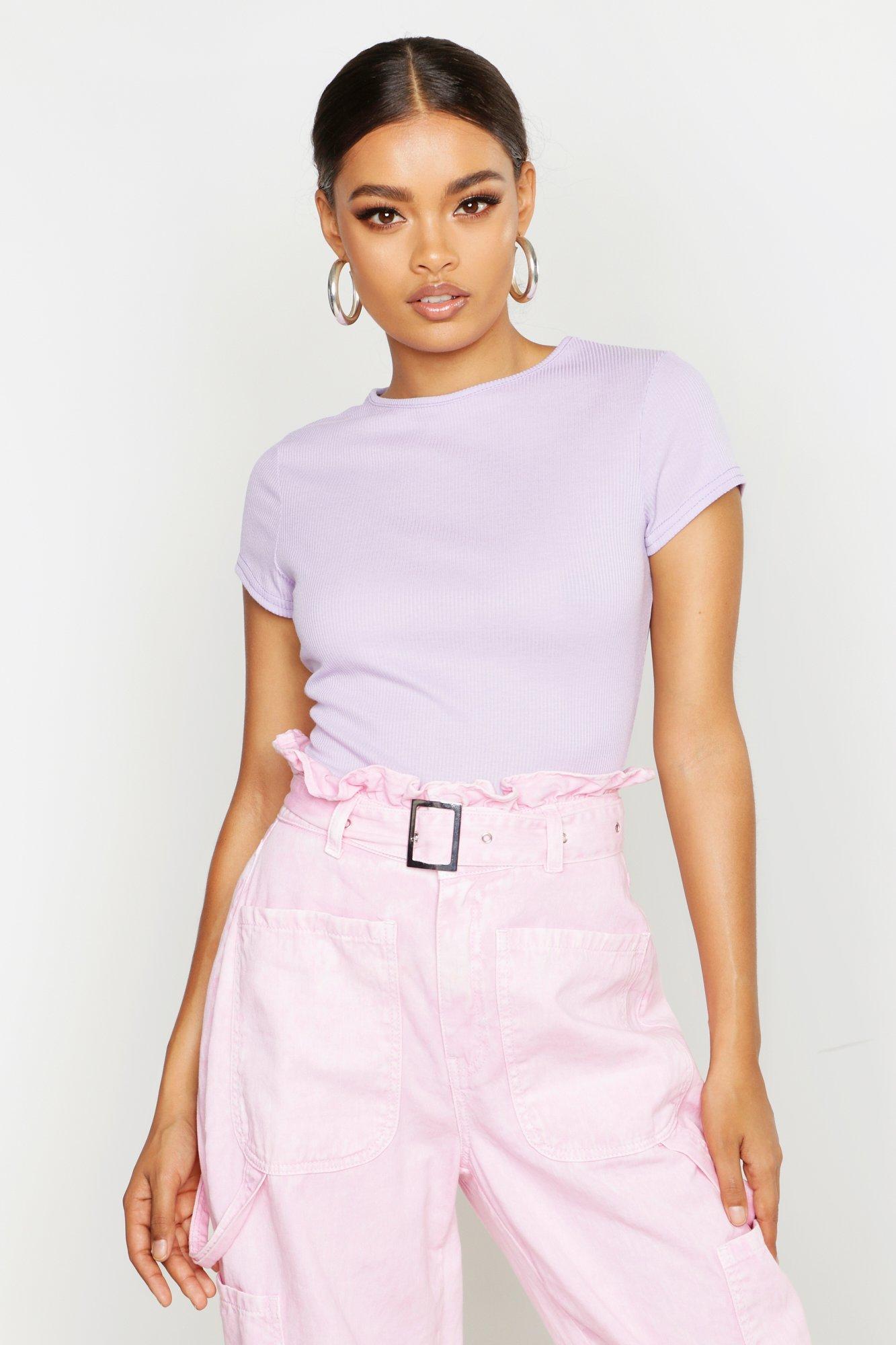 

Базовая футболка в рубчик, Lilac