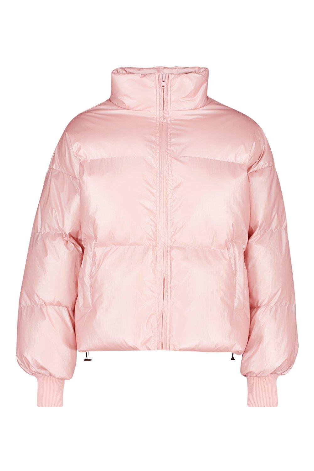 

Перламутровый пуховик с воротником-трубой, Pastel pink
