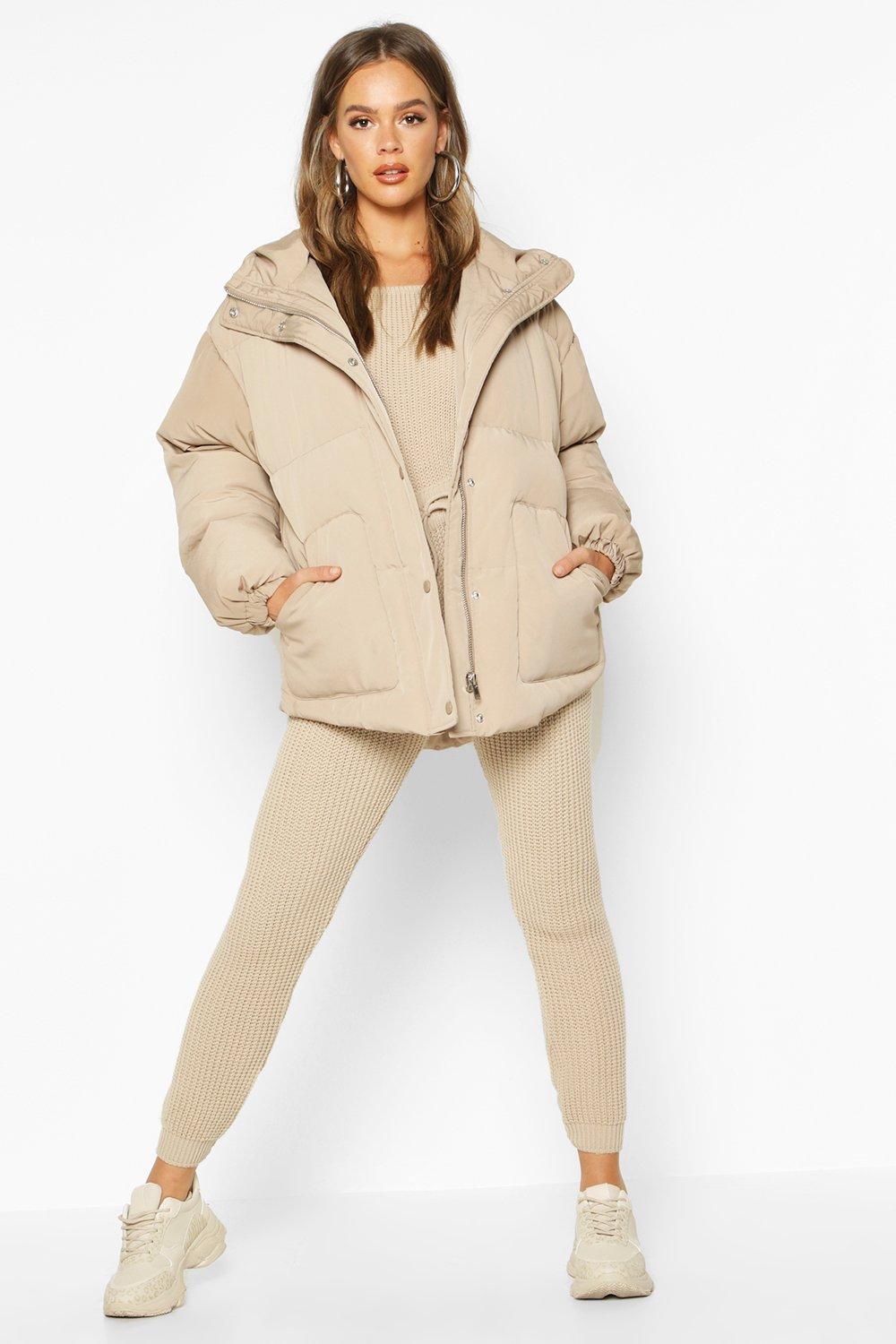 

Пуховик с капюшоном из матового атласа, Khaki