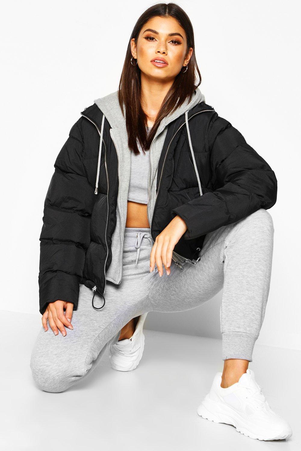 boohoo hooded padded jacket