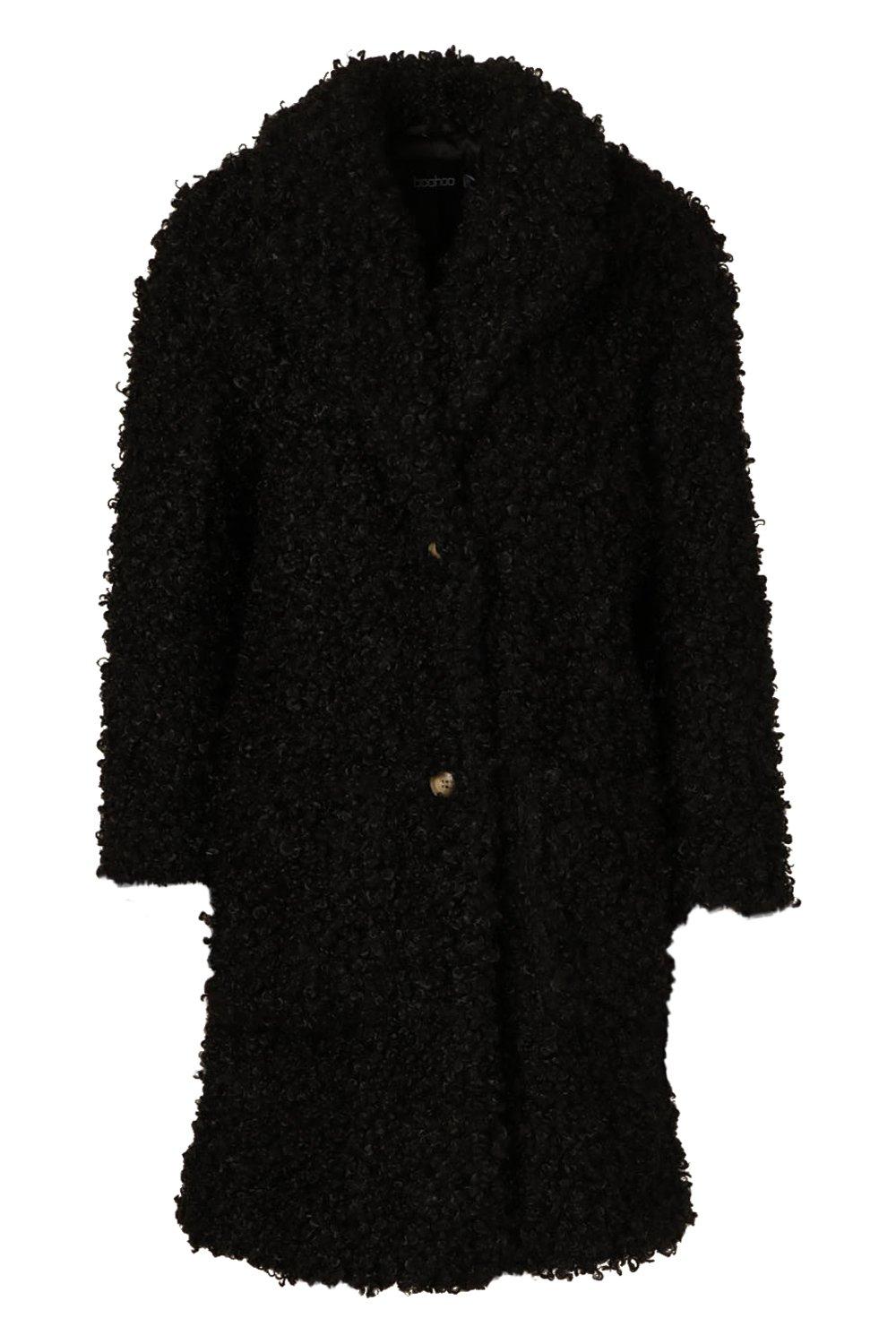 

Premium Teddy Faux Fur Longline Coat, Cream