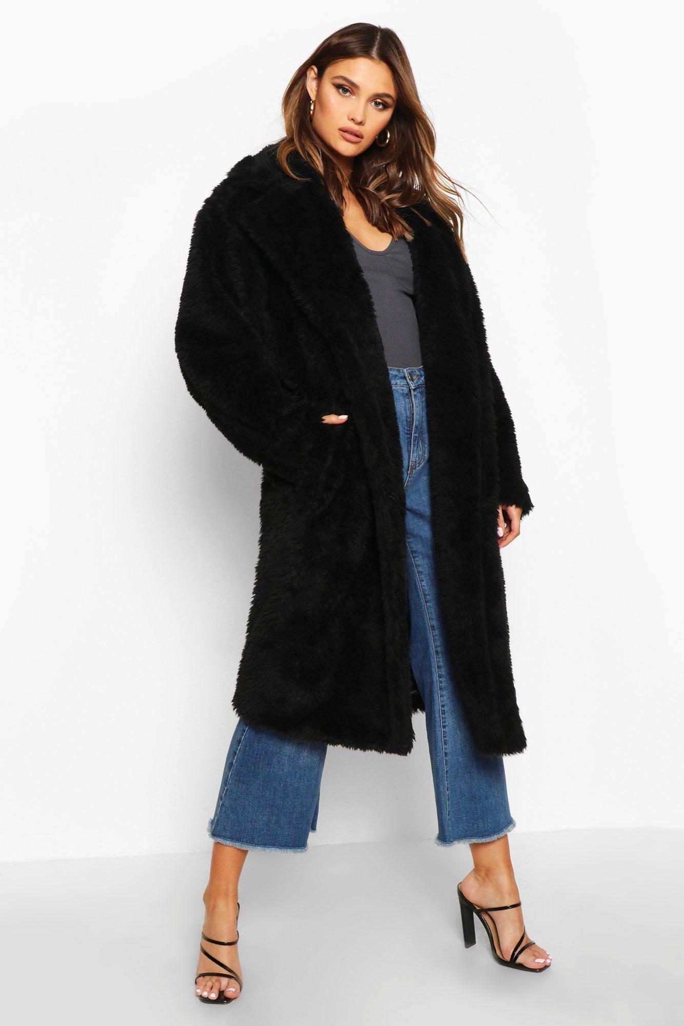 black long teddy coat