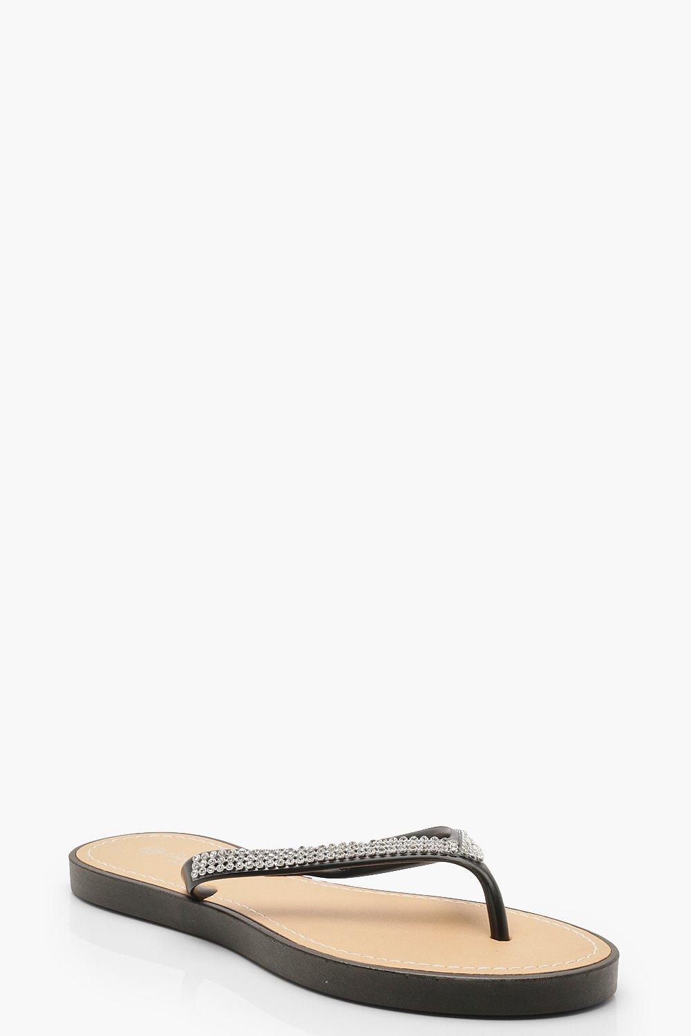 studded flip flops with bow