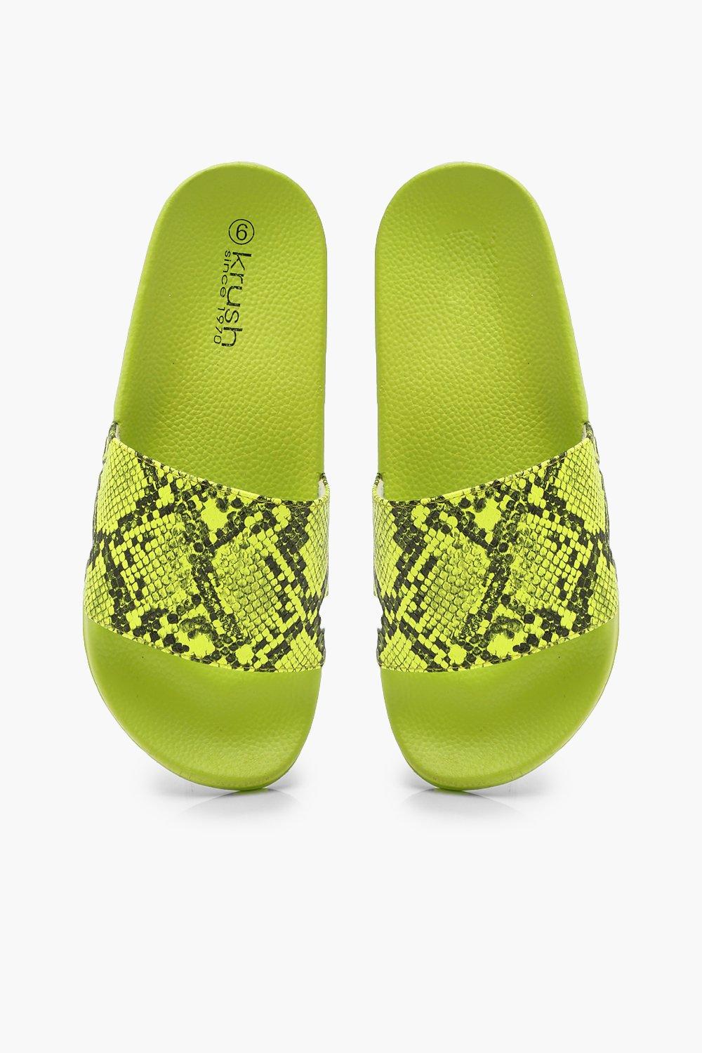 

Неоновые шлепанцы со змеиным принтом, Lime