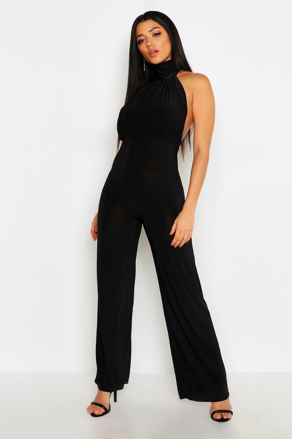 high neck backless jumpsuit