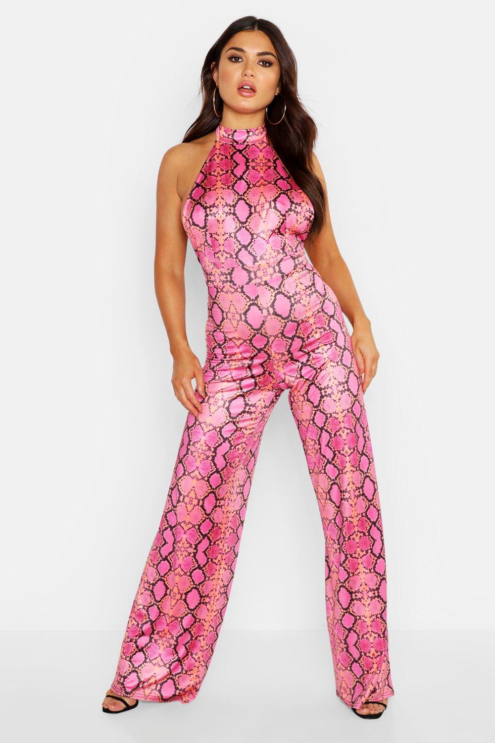 pink snake print jumpsuit