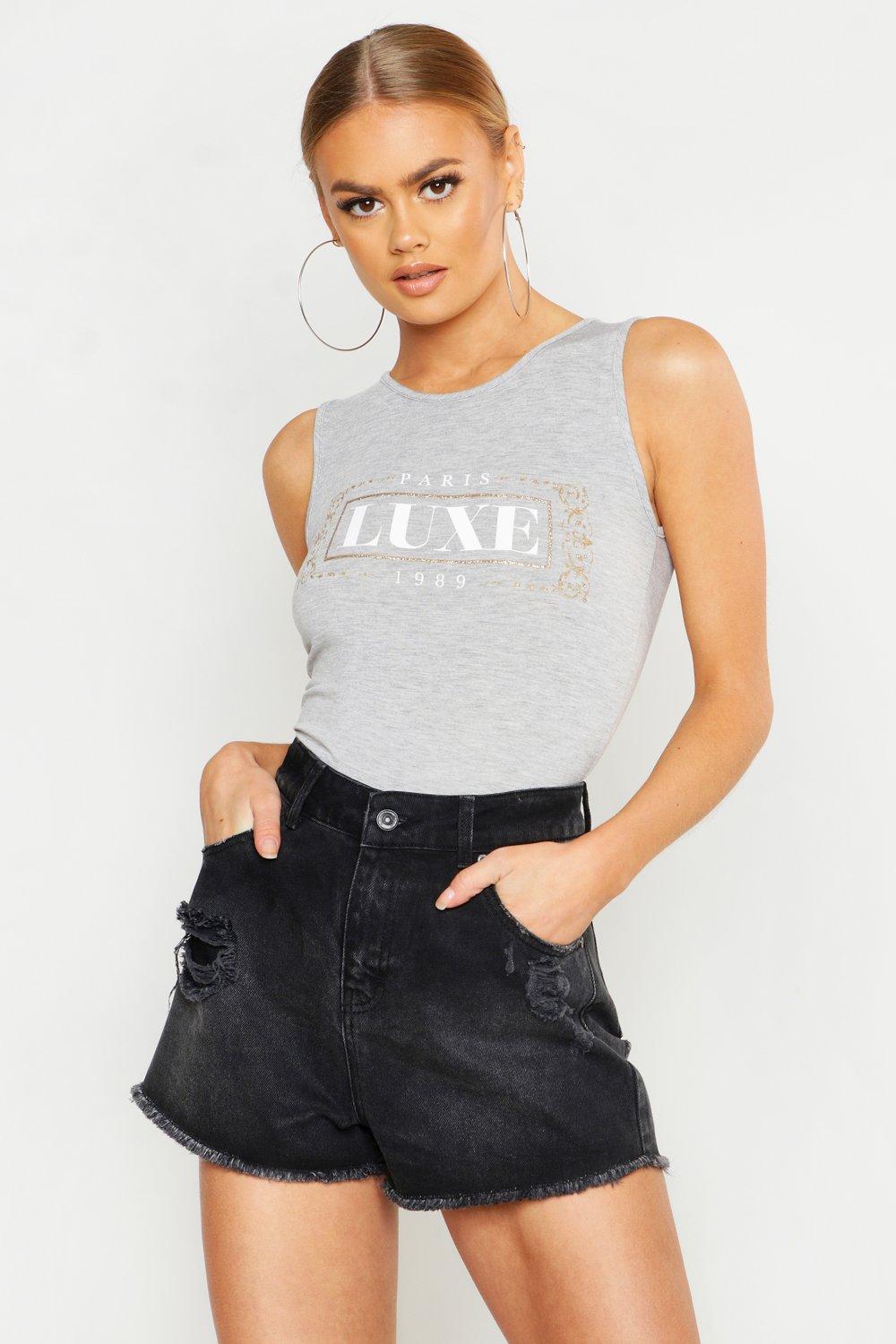 

Боди с принтом Paris Luxe с золотистыми блестками, Grey marl