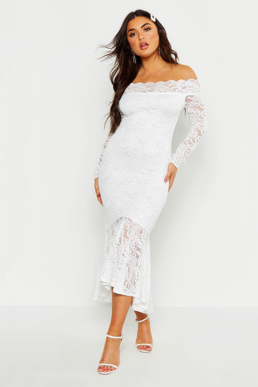 fishtail midi dress with sleeves