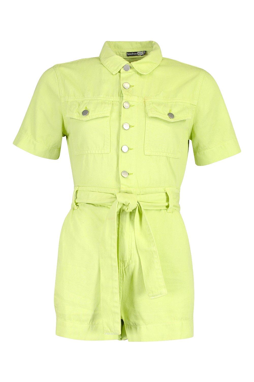 

Ромпер из денима с завязками на талии, Soft lime