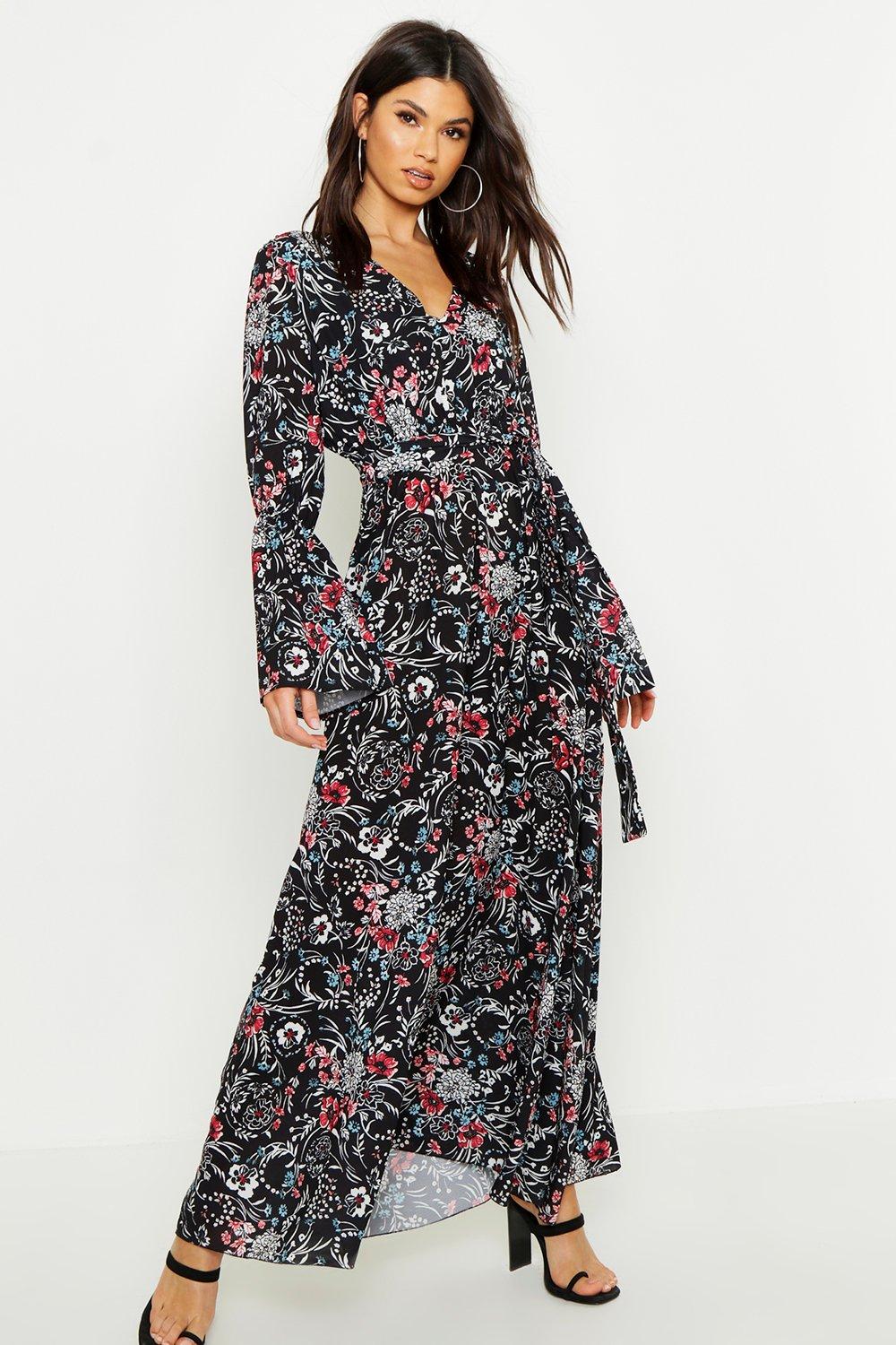 flare sleeve maxi dress