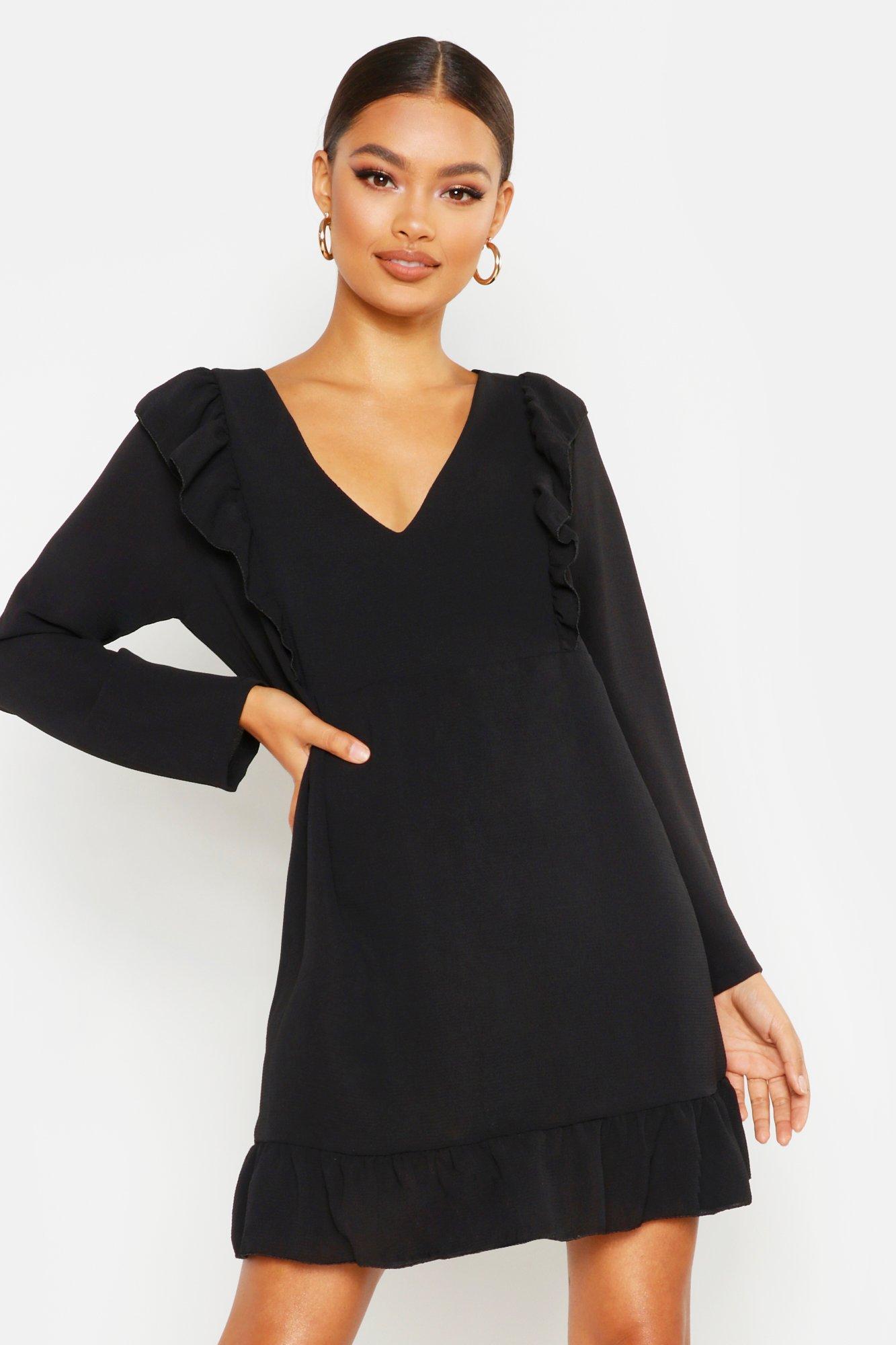 

Свободное платье с оборками, Black
