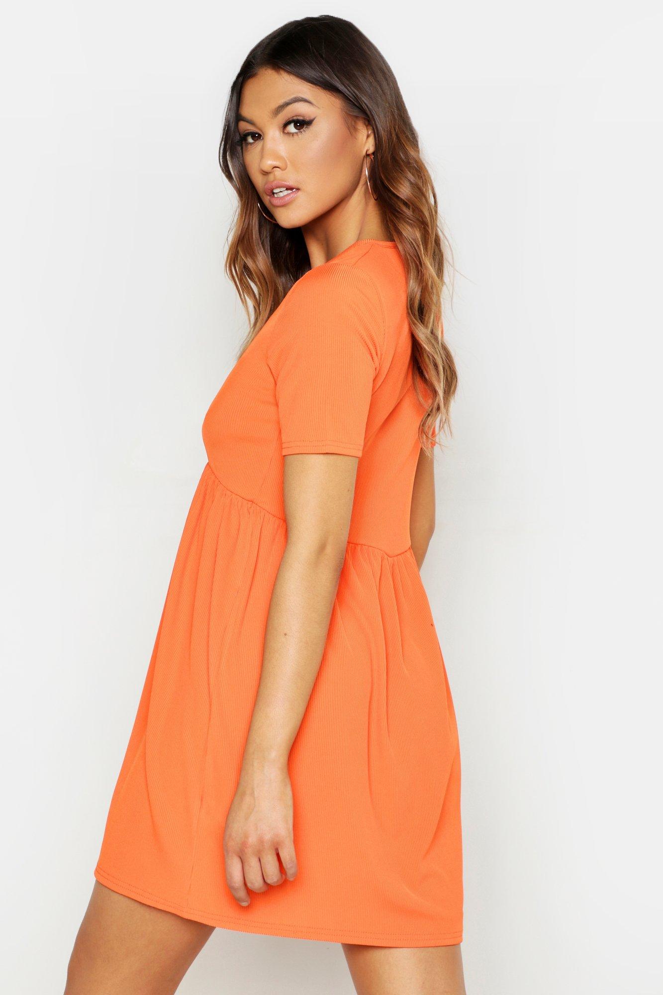 orange smock dress