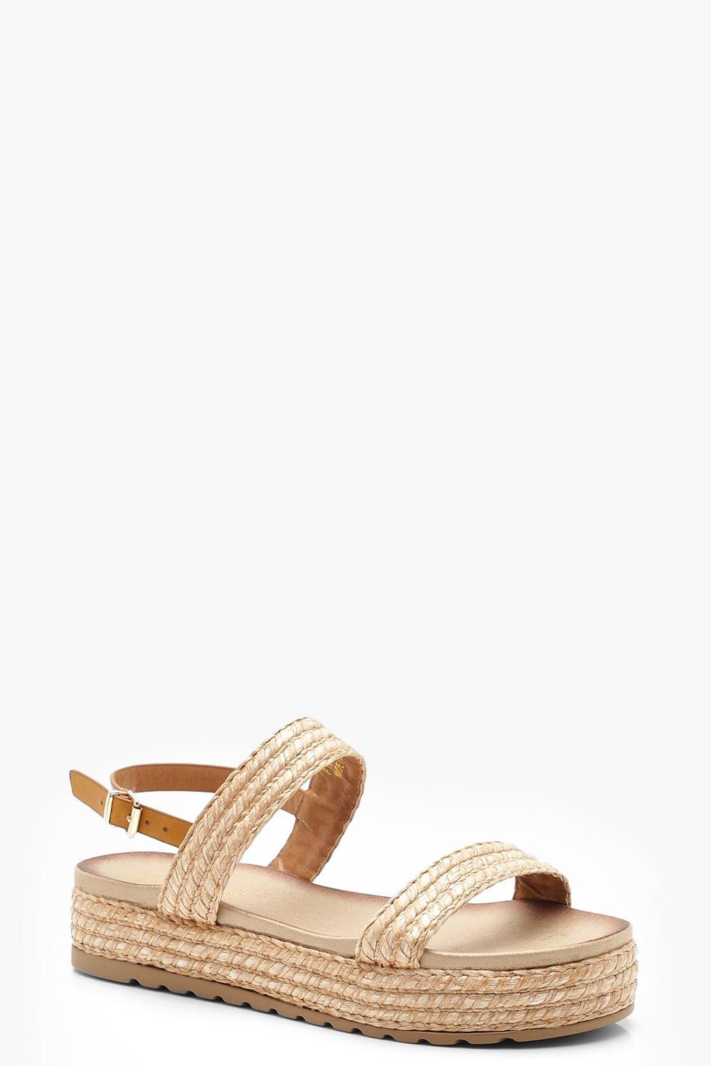 Raffia Flatform Sandals | Boohoo