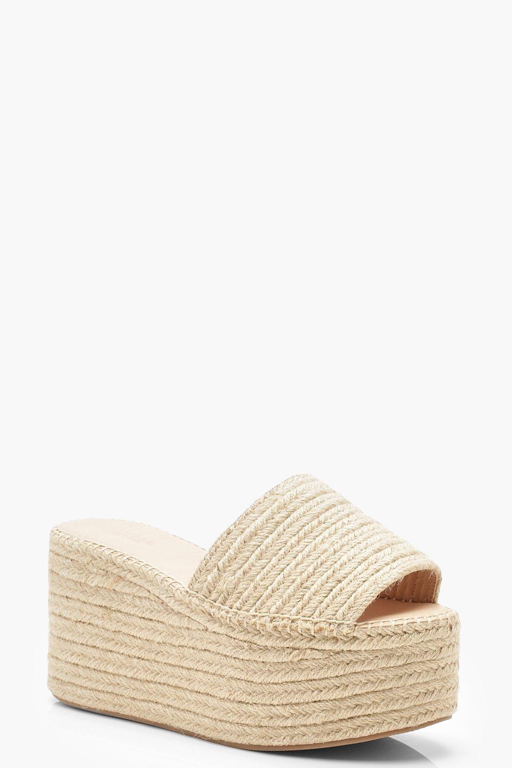 

Мюли на танкетке из рафии, Beige