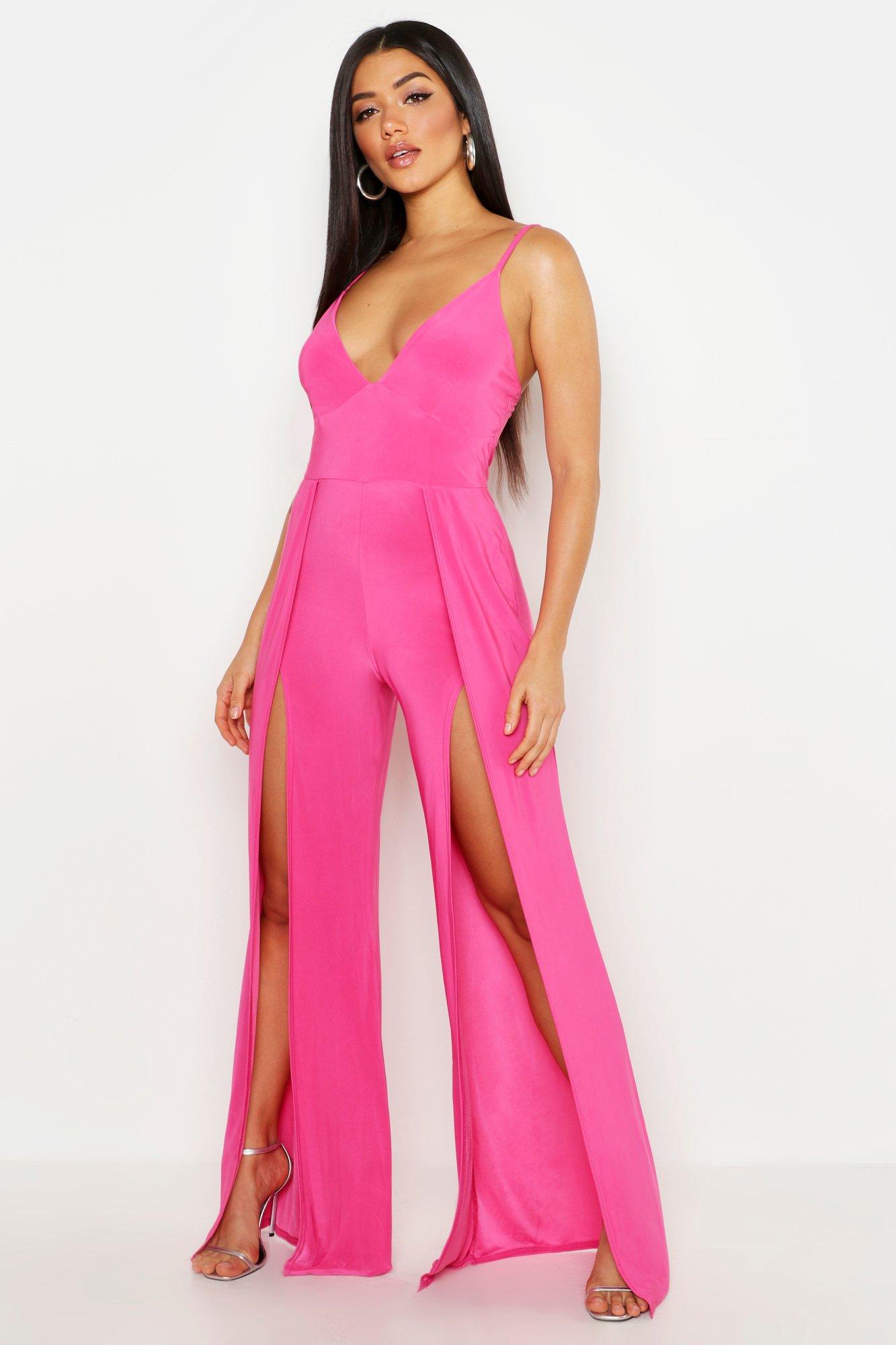 split wide leg jumpsuit