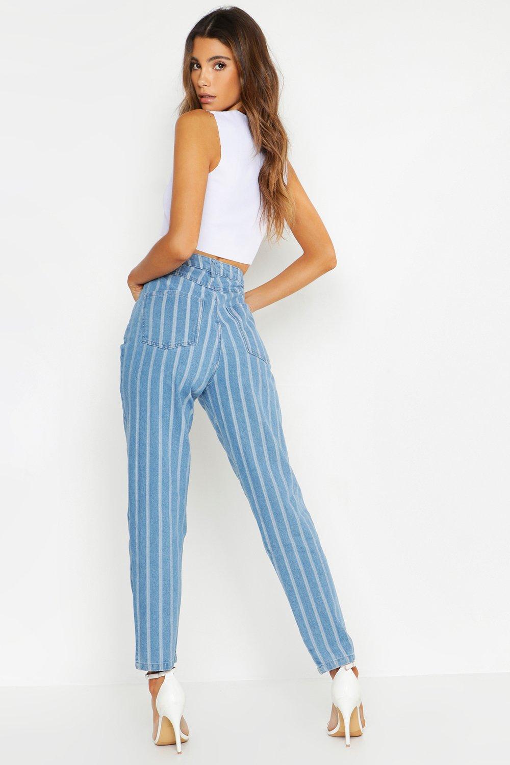 striped mom jean