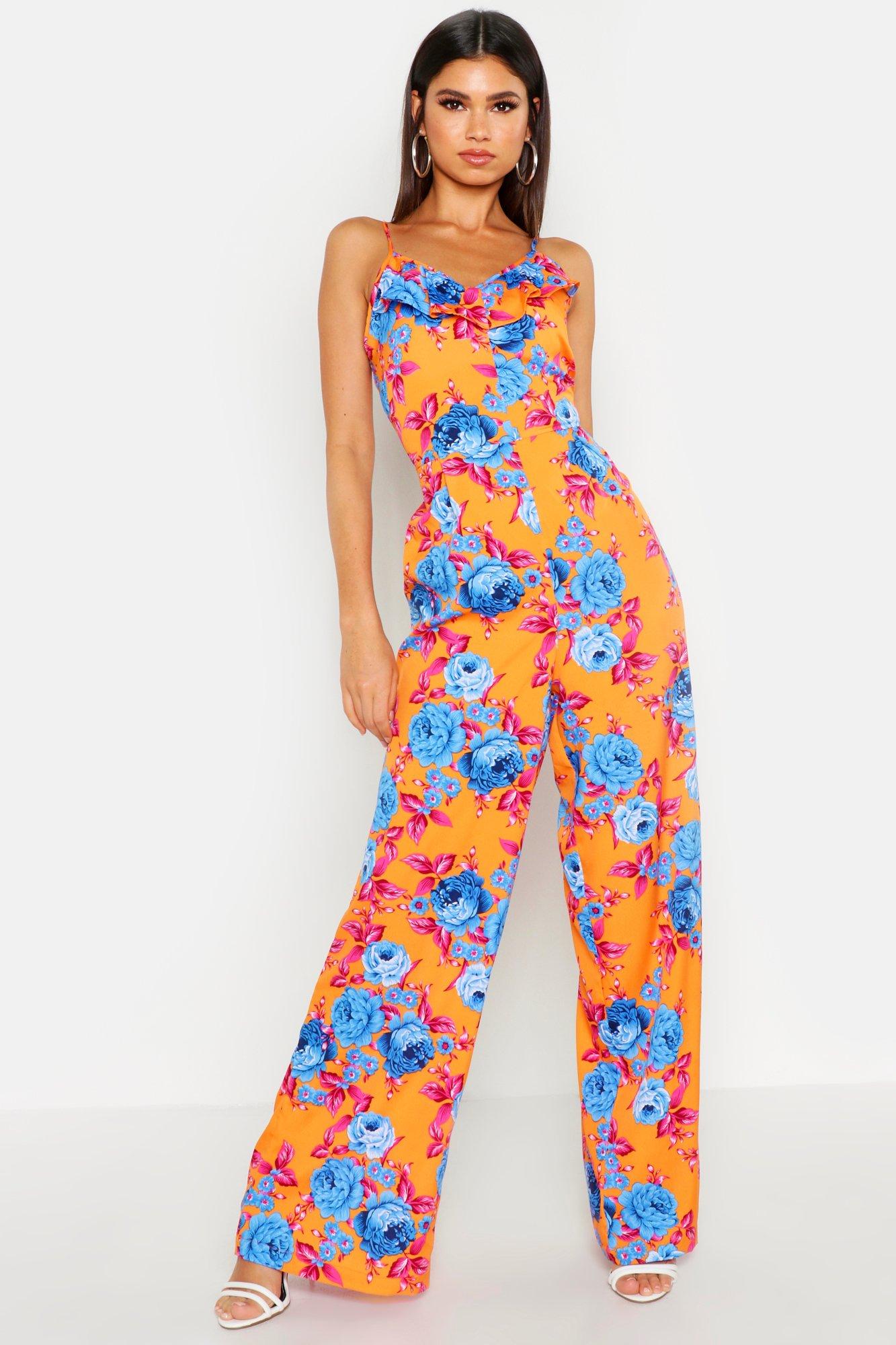 orange front knot jumpsuit