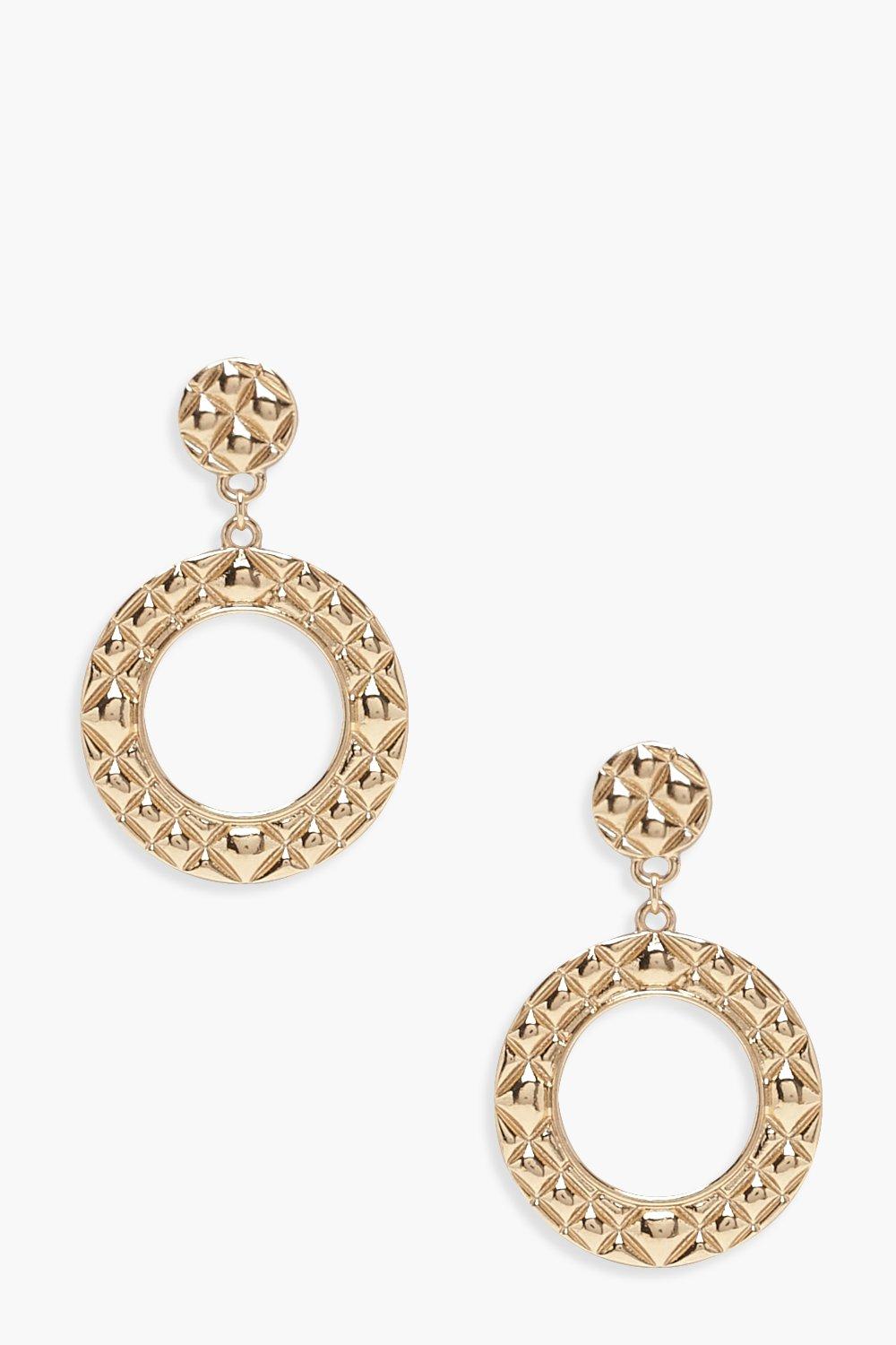 

Серьги с двойными кольцами и стеганым эффектом, Gold