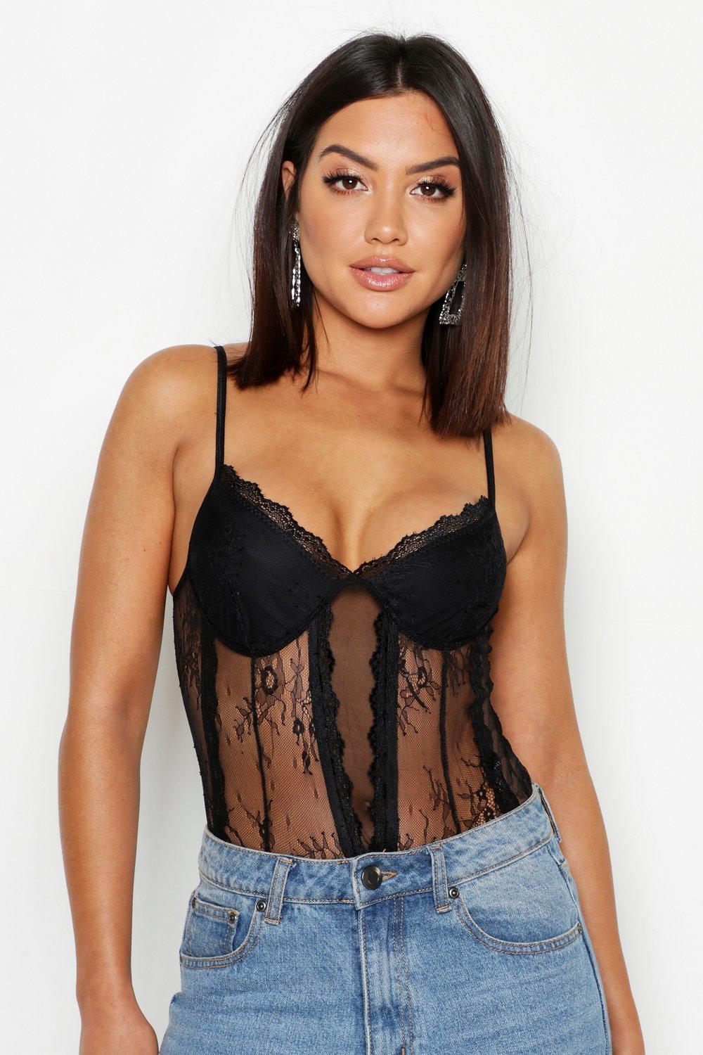

Кружевное боди Premium с чашечками, Black