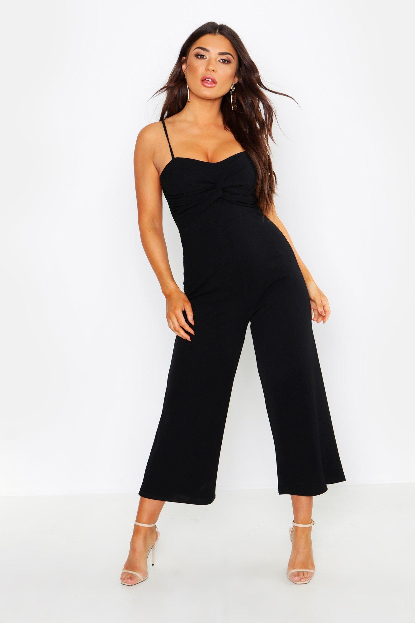 boohoo twist front jumpsuit