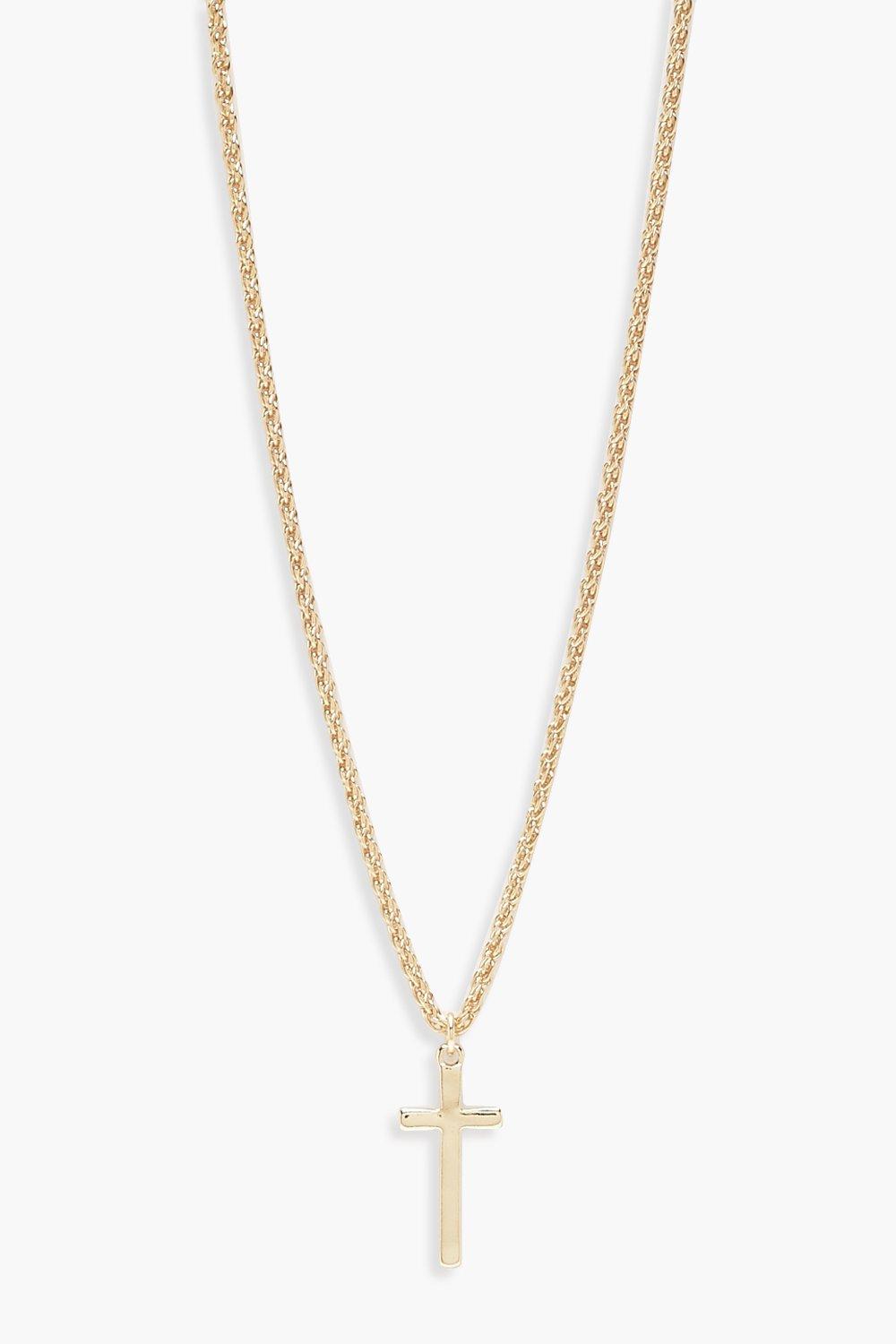 Womens Vintage Chain Cross Pendant Necklace - Gold - One Size, Gold