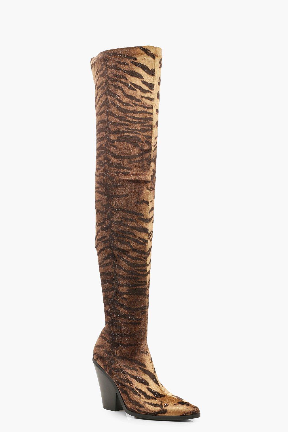 tiger print boots