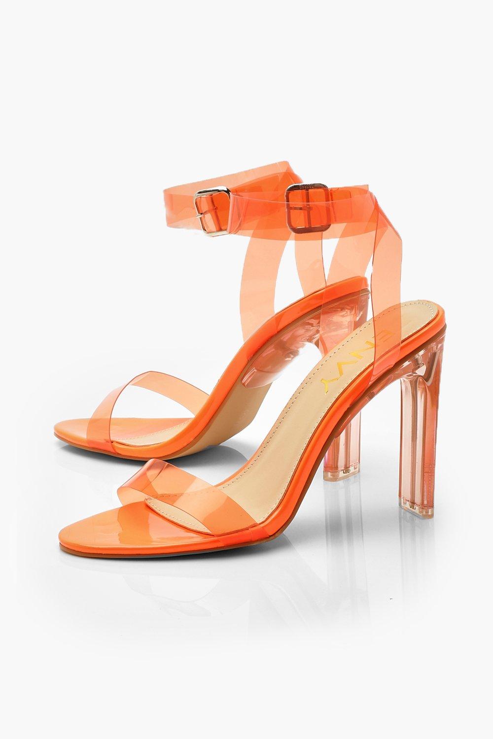 

Туфли на прозрачных каблуках из двух частей, Orange