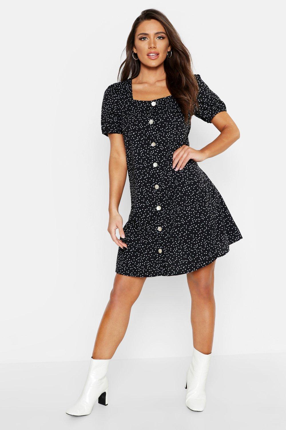 button through shift dress