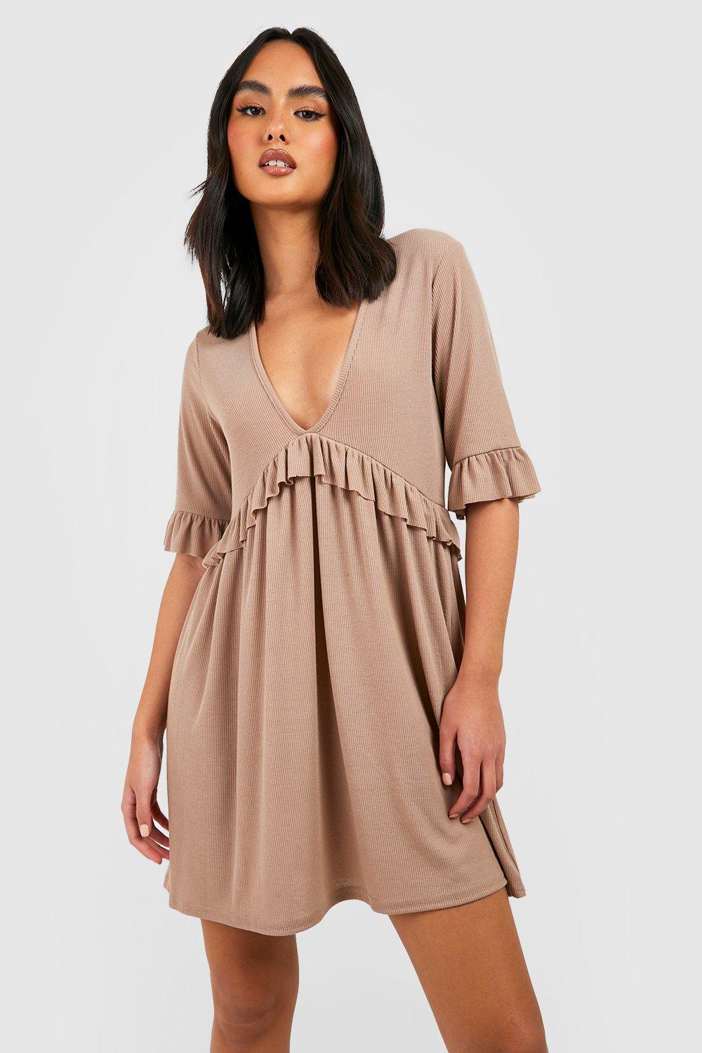 beige smock dress