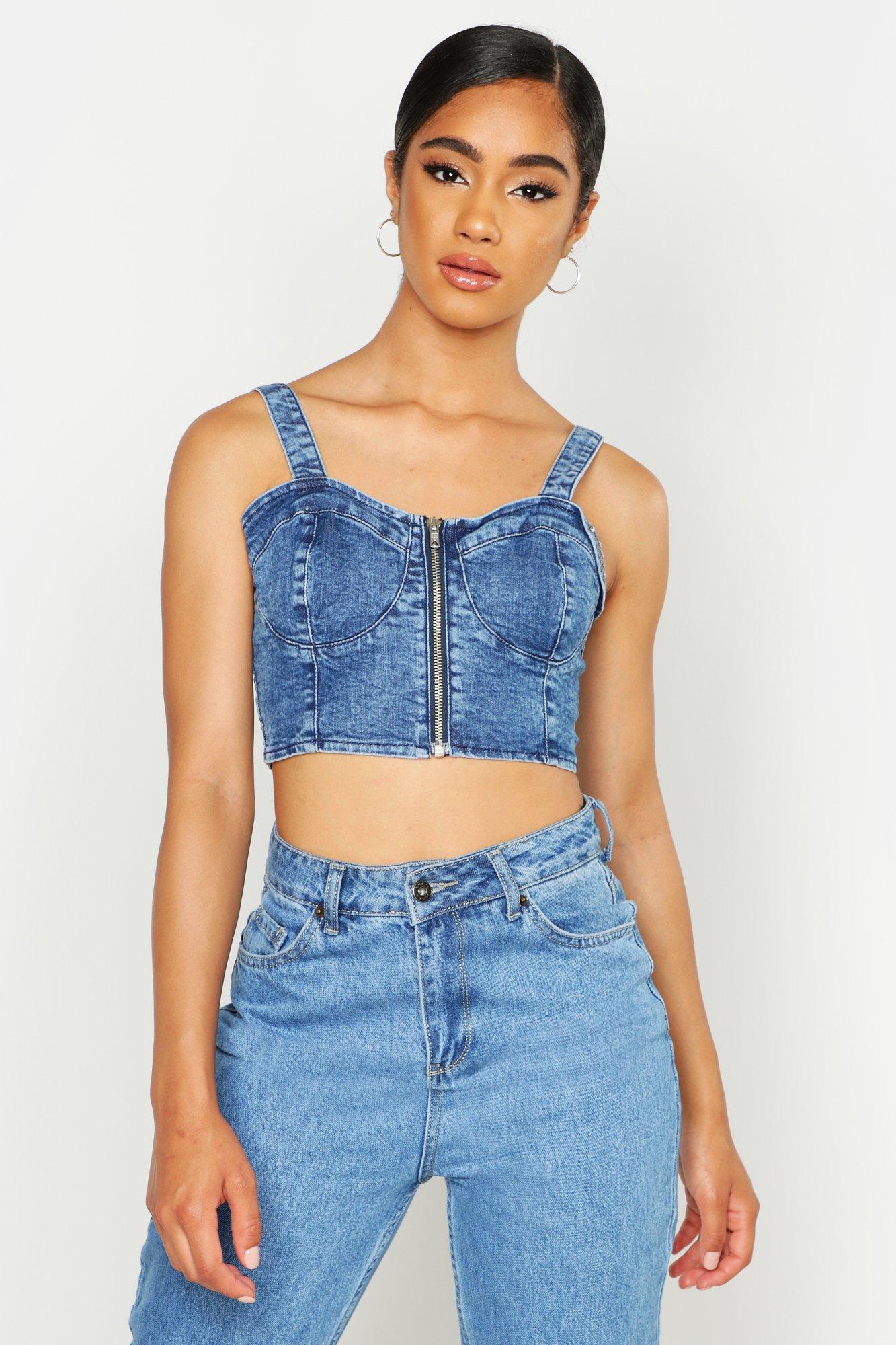 denim bralette crop top