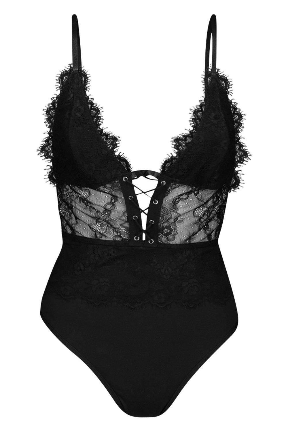 black lace corset bodysuit