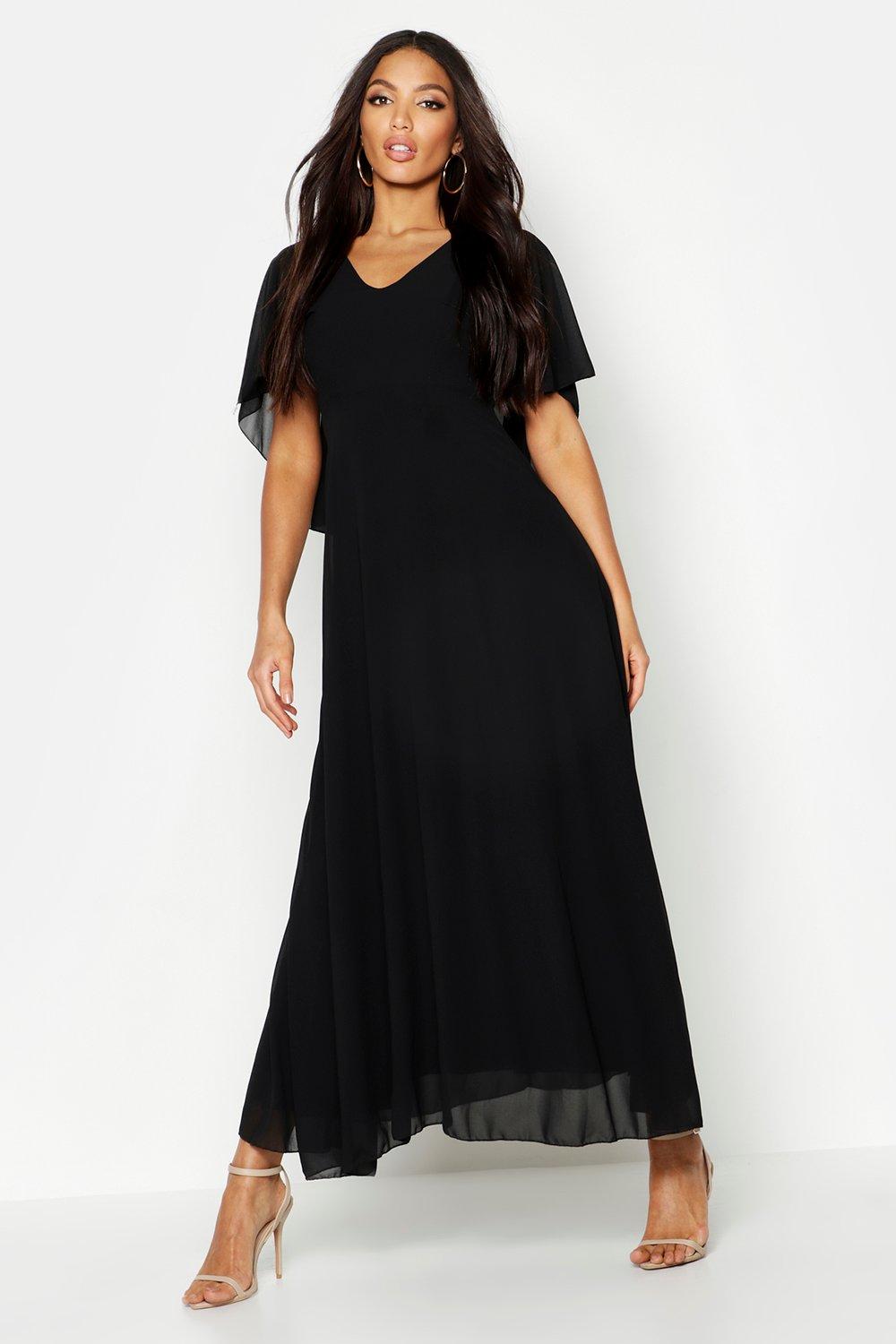 Downton Abbey Inspired Dresses Cape Detail Chiffon Maxi Dress AT vintagedancer.com