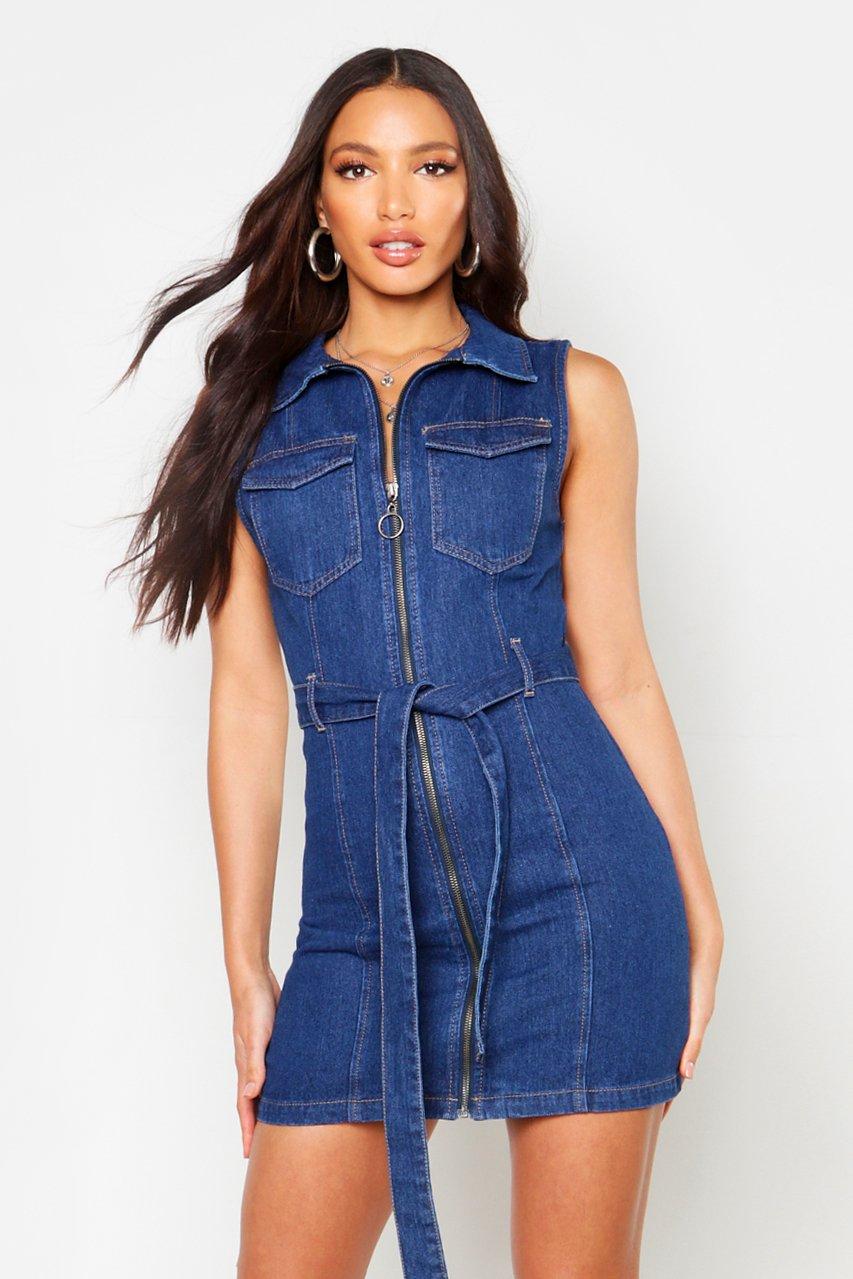 tie front denim dress