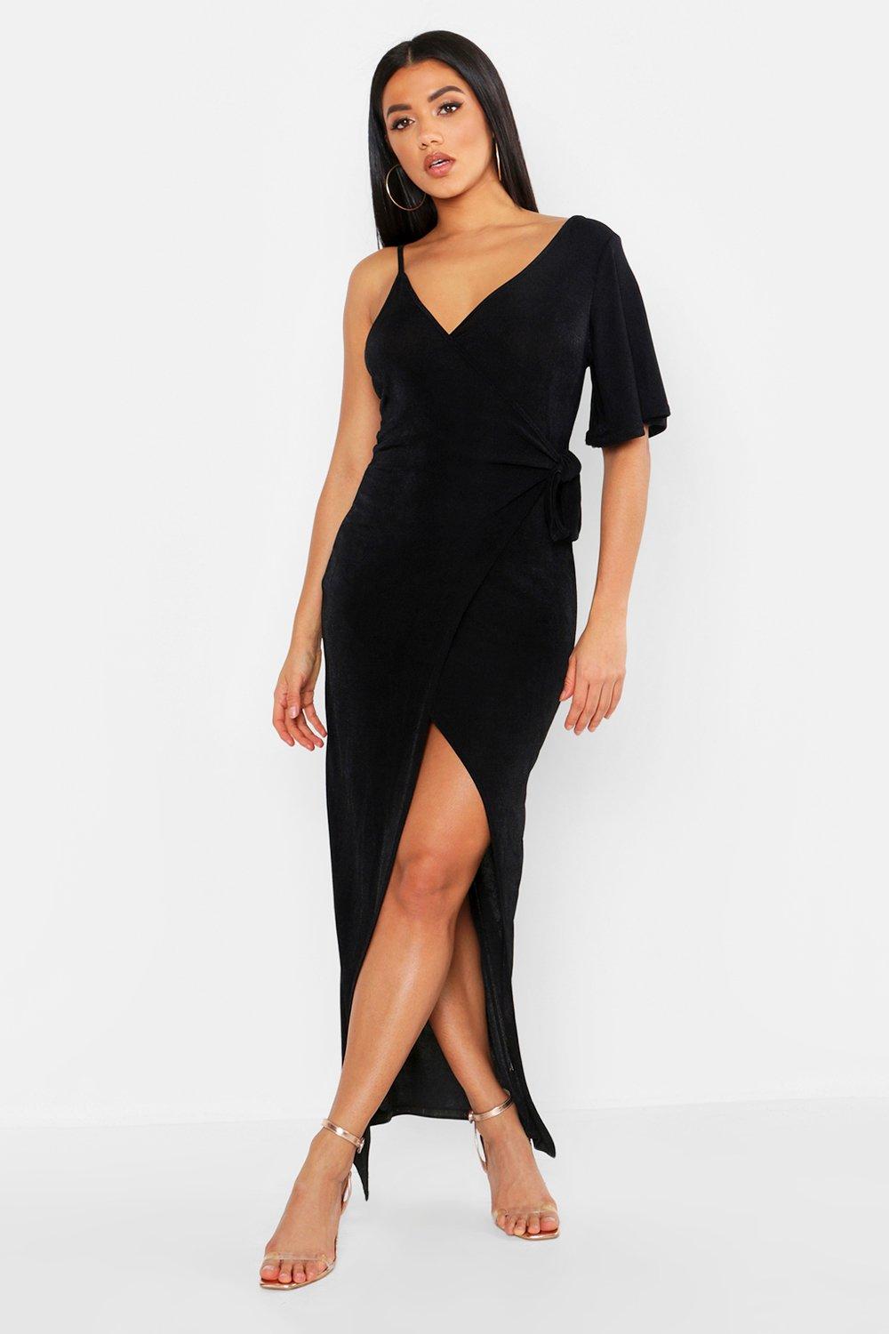 one shoulder slinky maxi dress