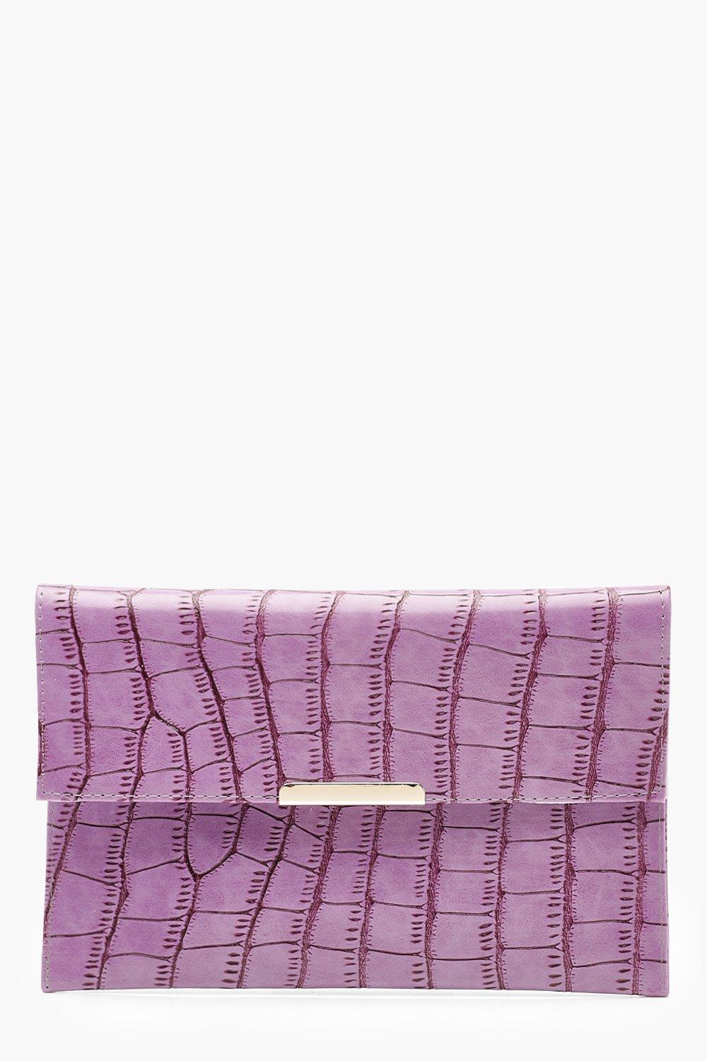 

Клатч-конверт с тиснением под крокодила, Purple