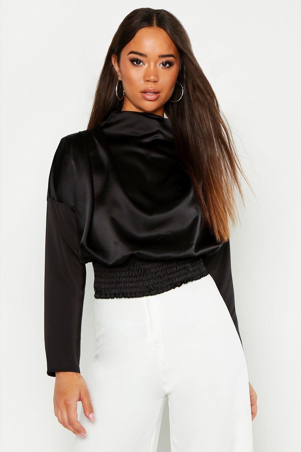 black satin high neck top