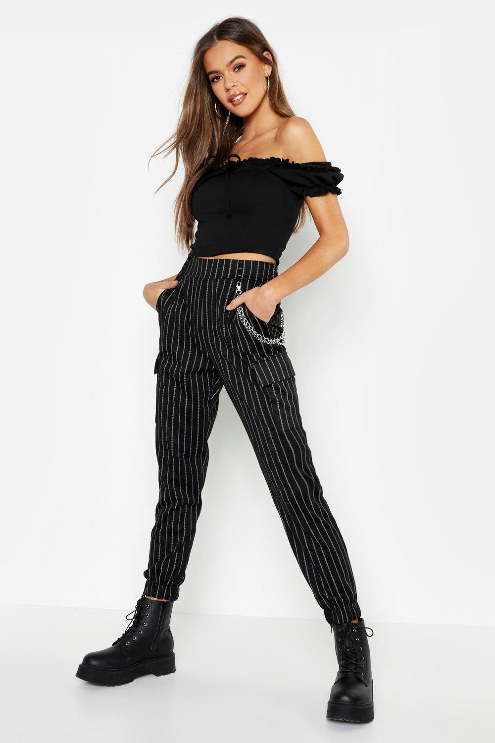 black pinstripe pants womens