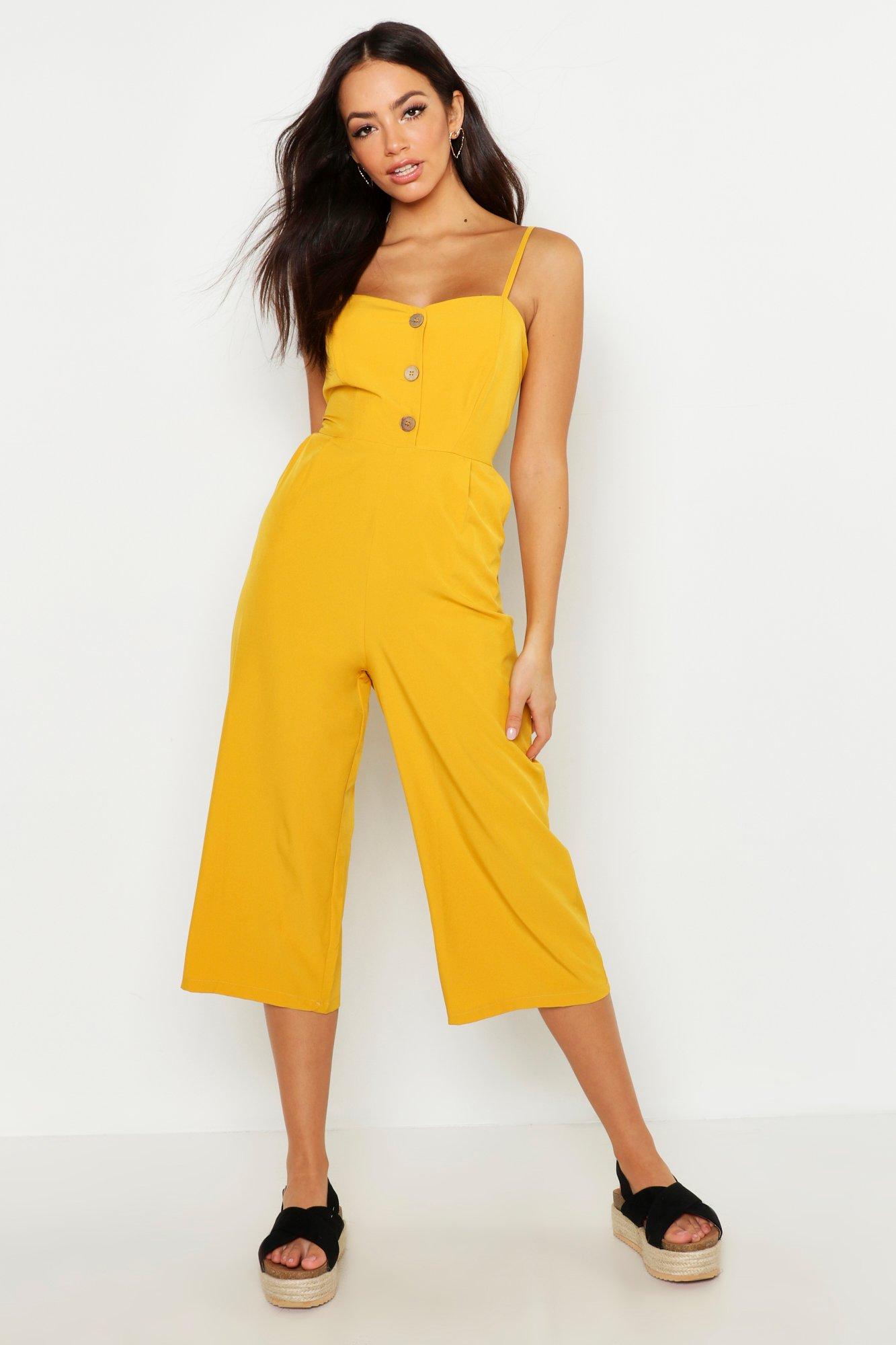 yellow culotte jumpsuit