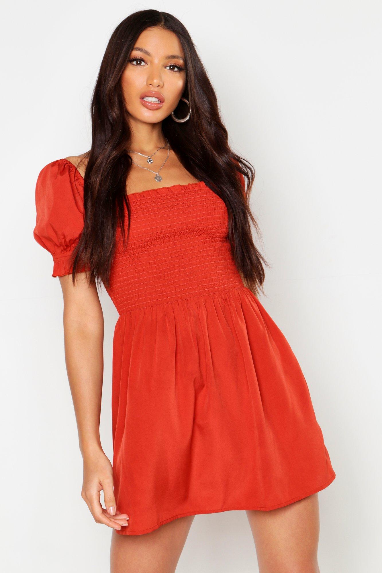 boohoo terracotta dress