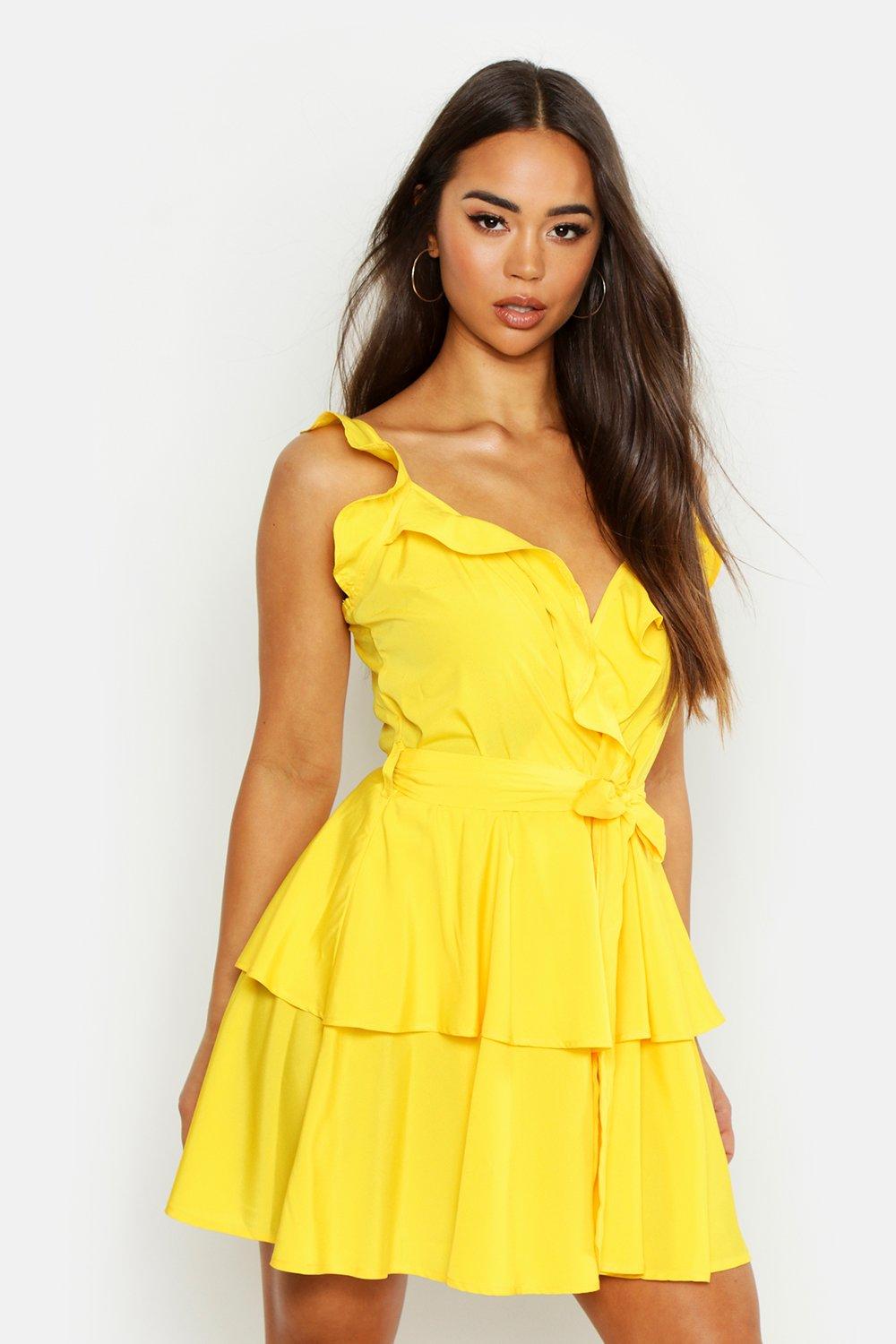 yellow dress boohoo