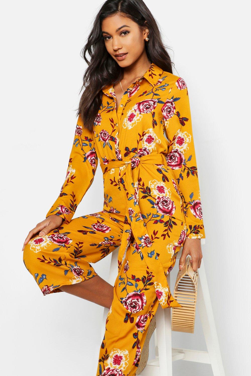 floral jumpsuit boohoo