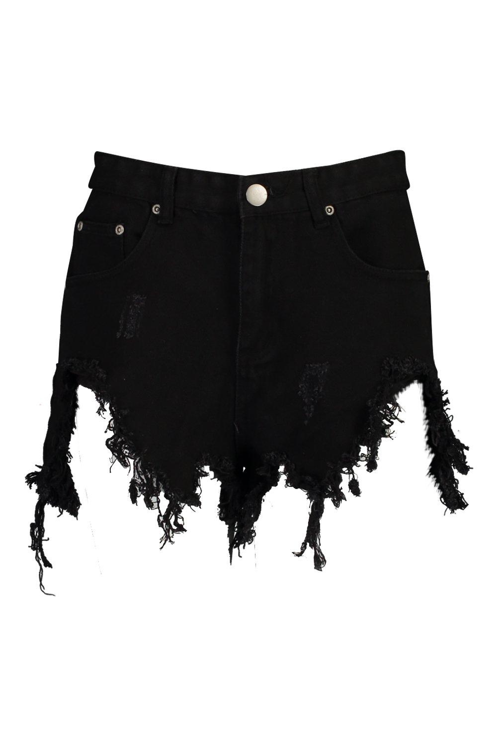 black high waisted ripped shorts