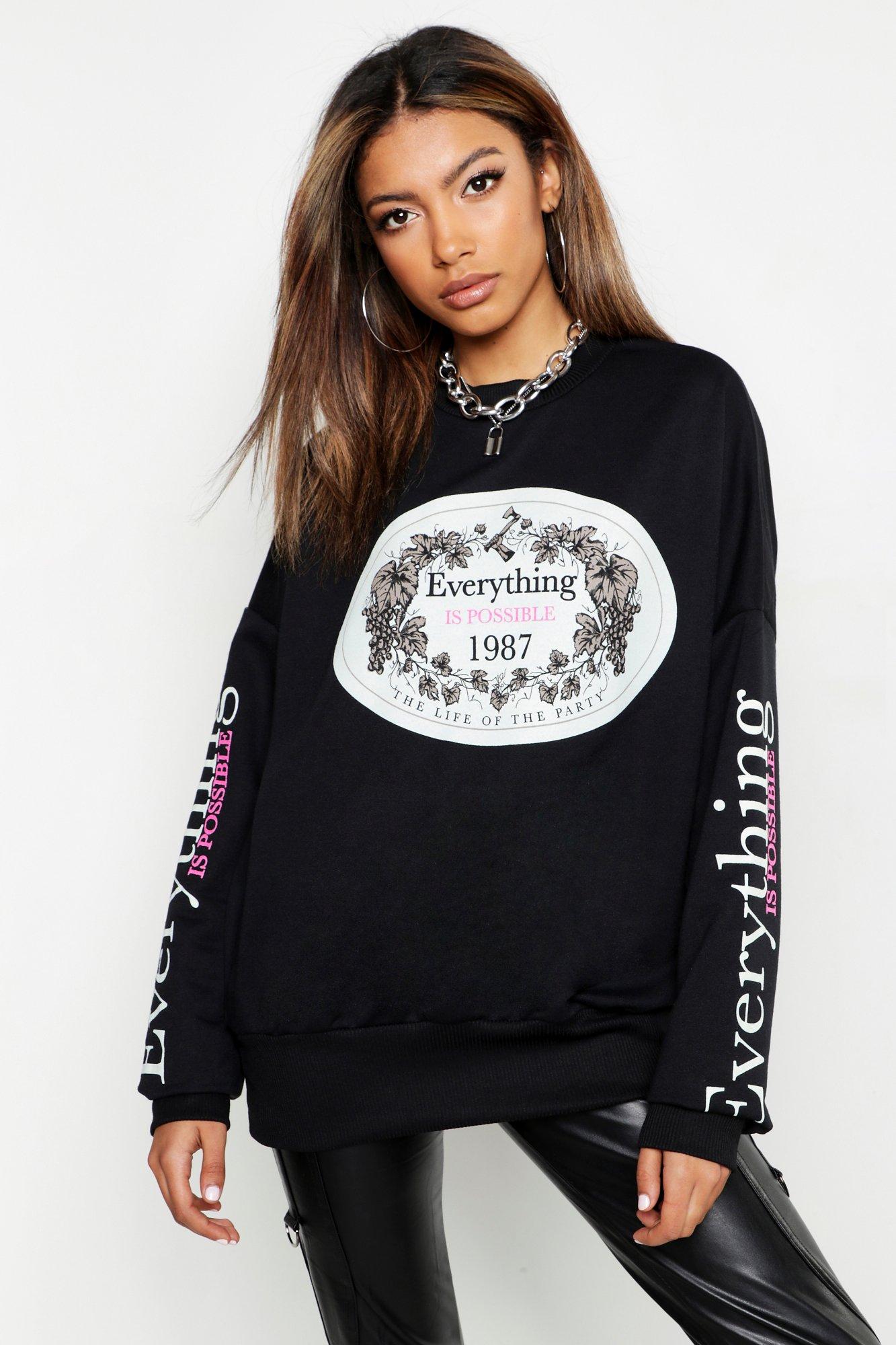 oversized slogan sweatshirt