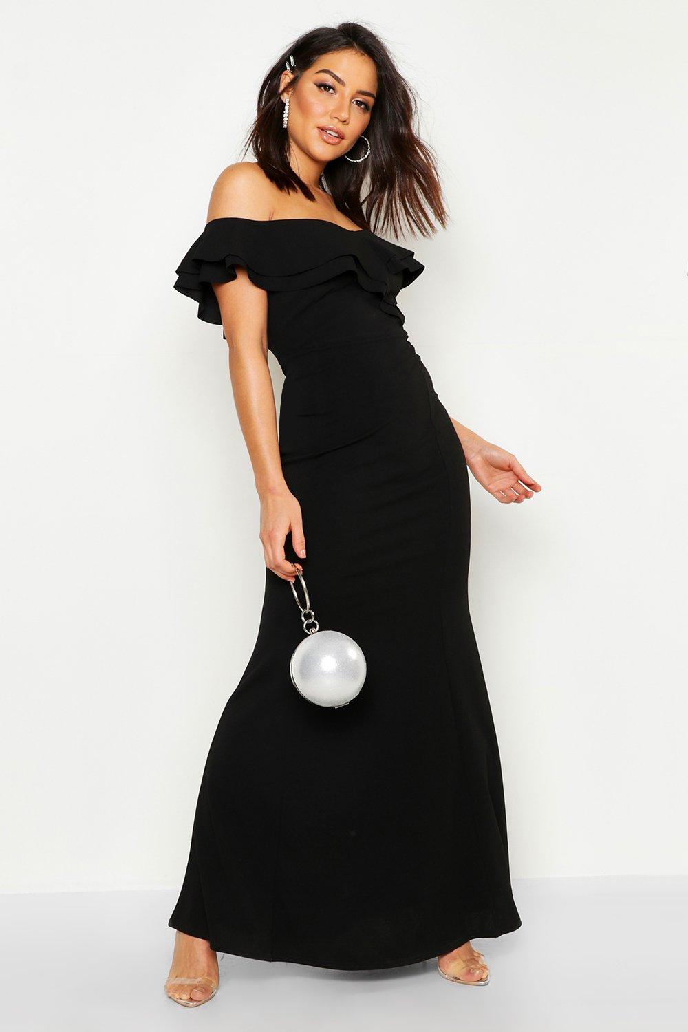 boohoo black bardot dress