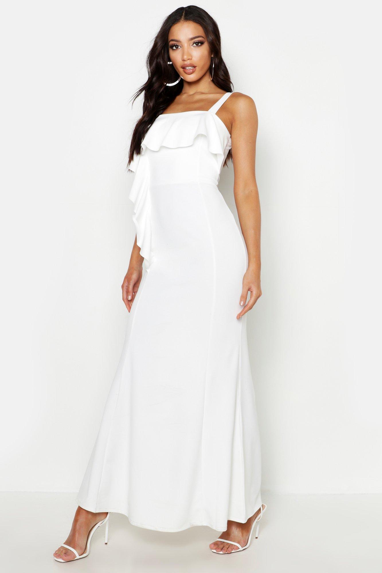 ruffle front maxi dress