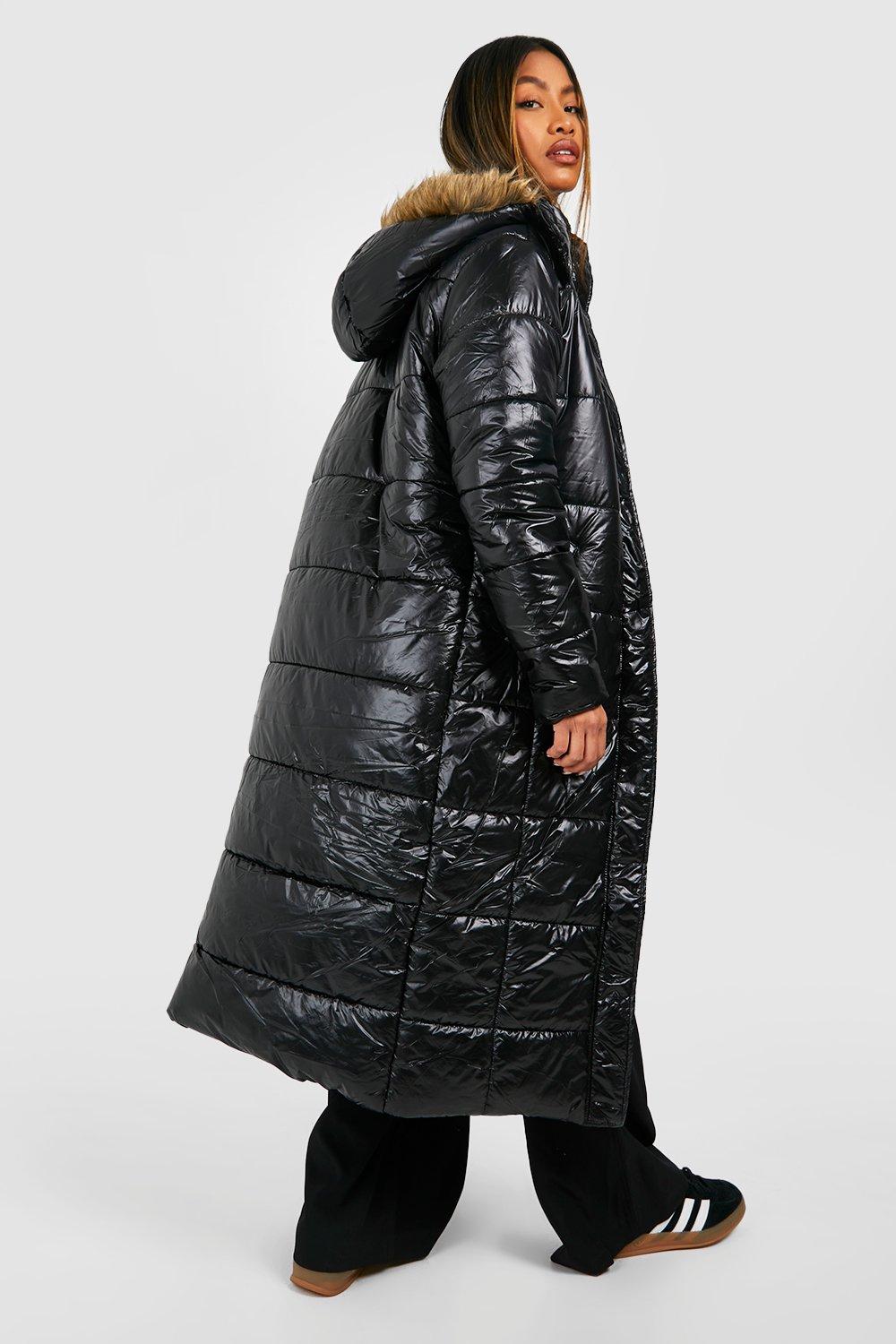 maxi padded coat with hood