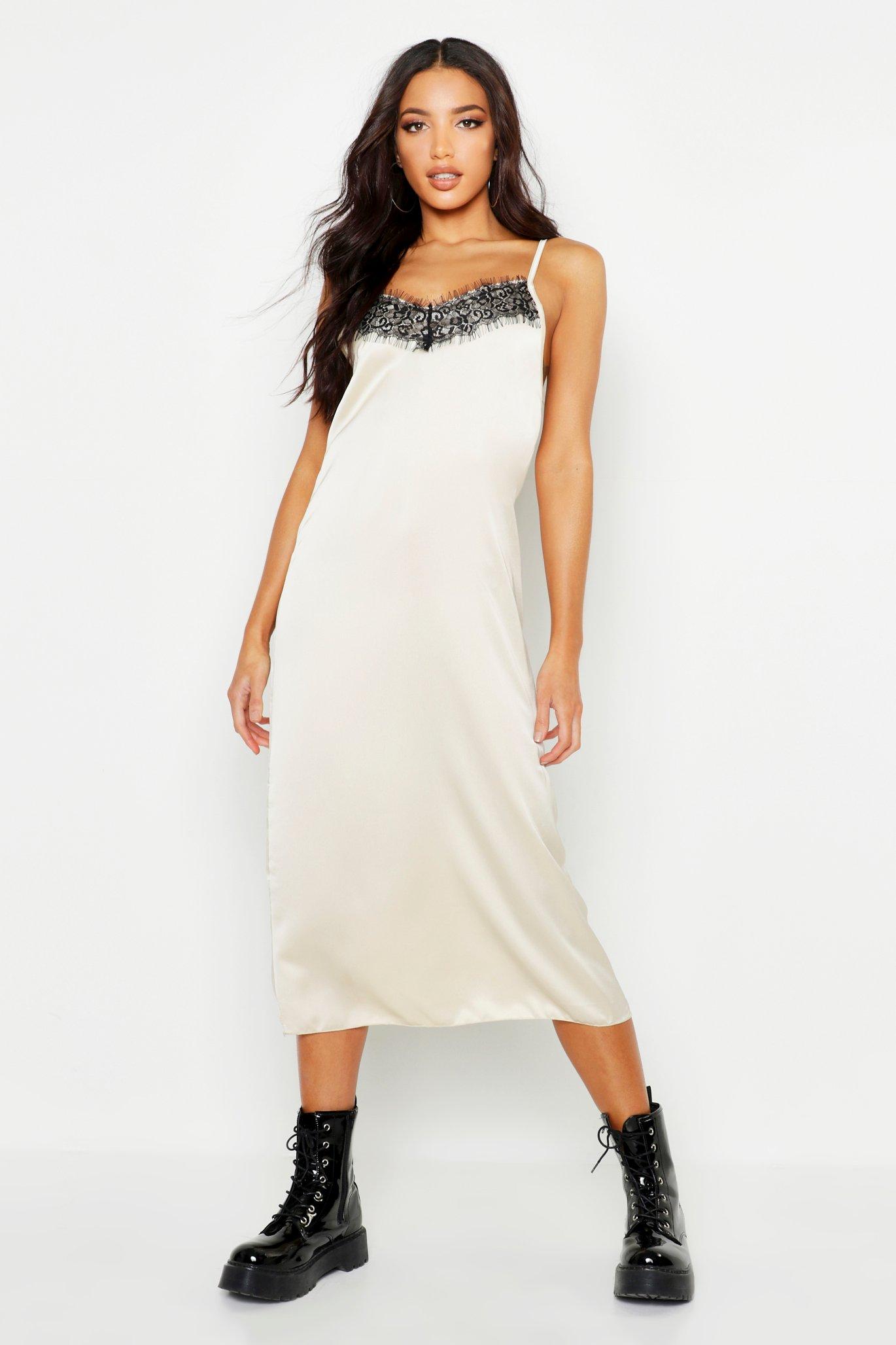 lace midi slip dress