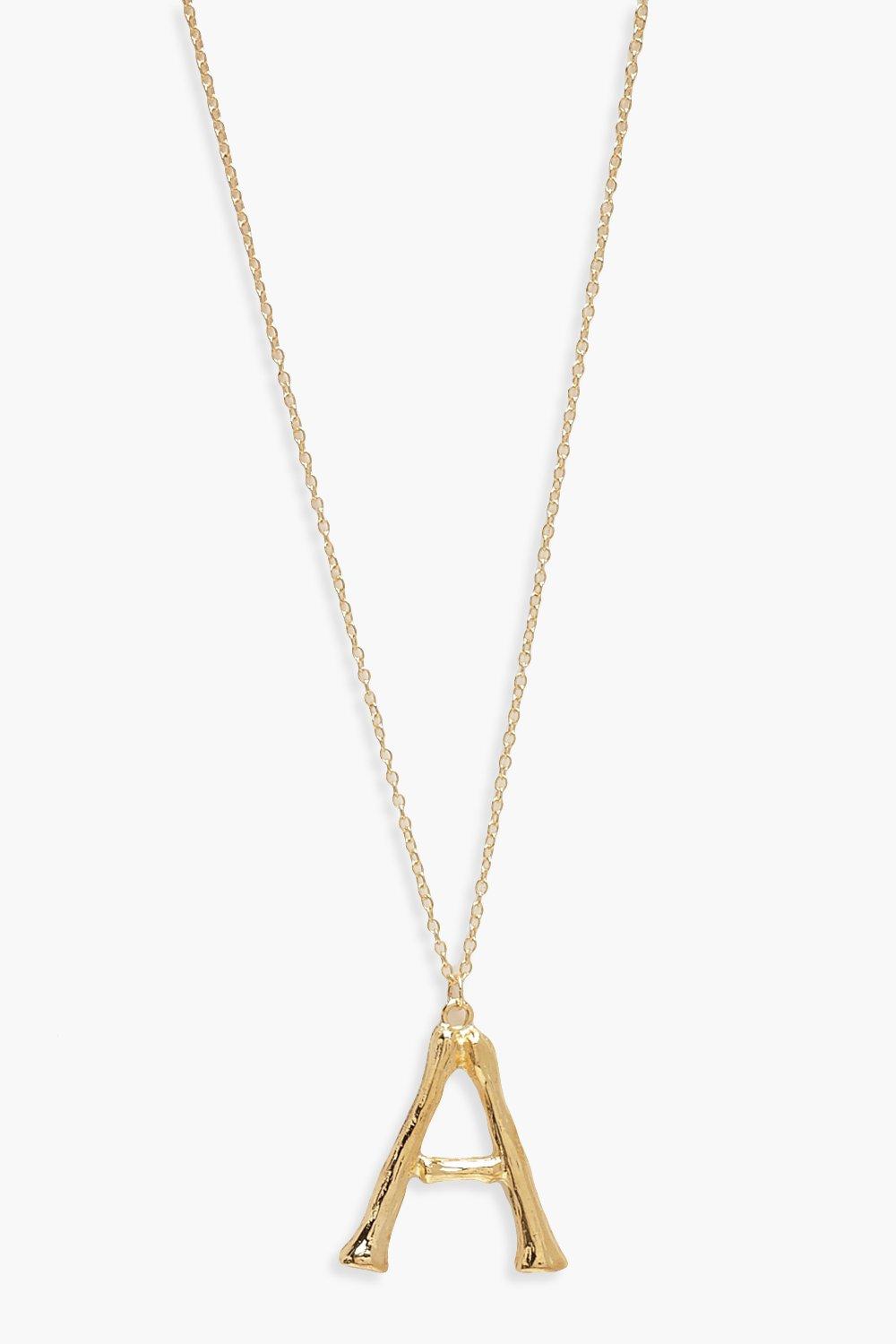 

Цепочка с кулоном с инициалом A с отделкой из бамбука, Gold