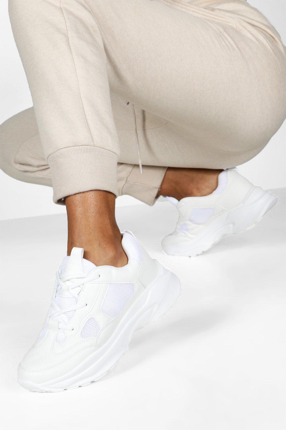 womens white chunky trainers