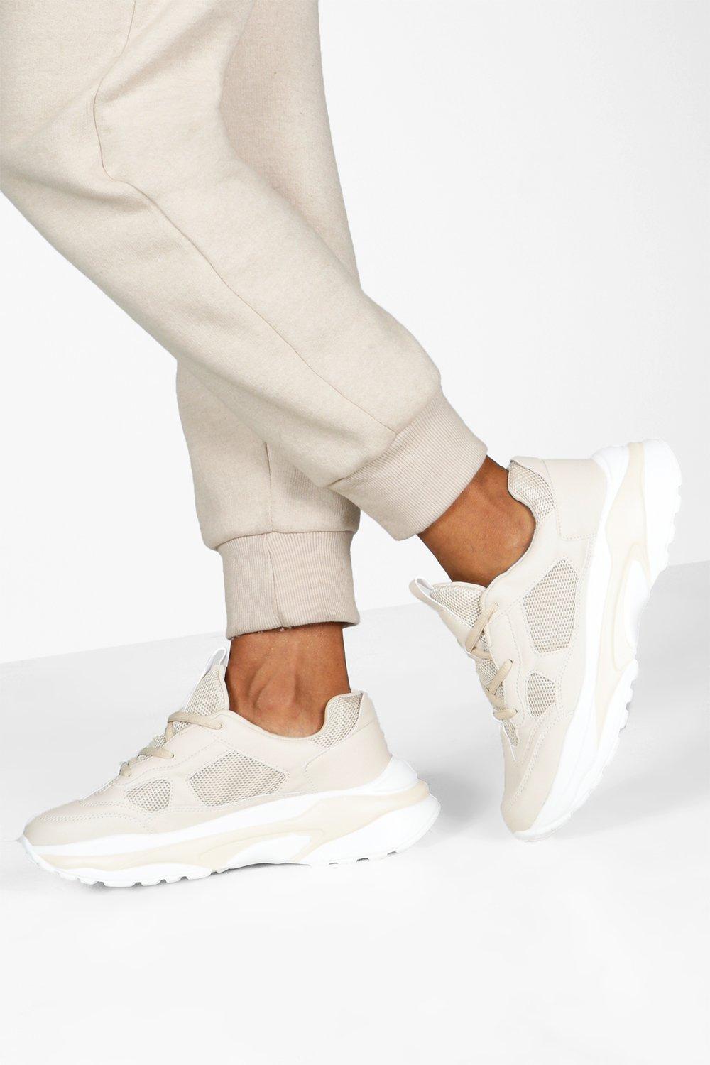 Chunky Sole Lace Up Trainers | Boohoo
